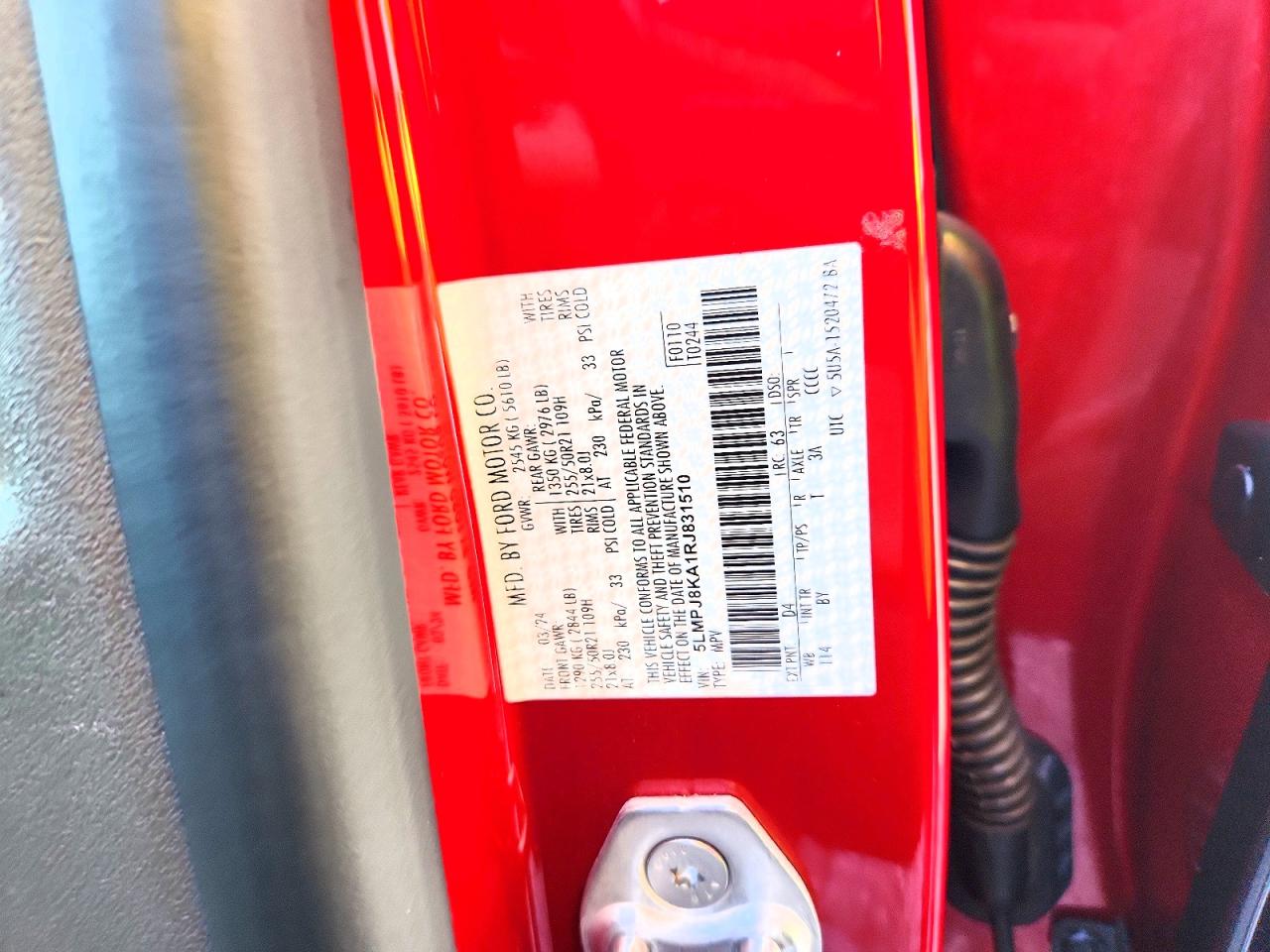 2024 Lincoln Nautilus Reserve Red vin: 5LMPJ8KA1RJ831510