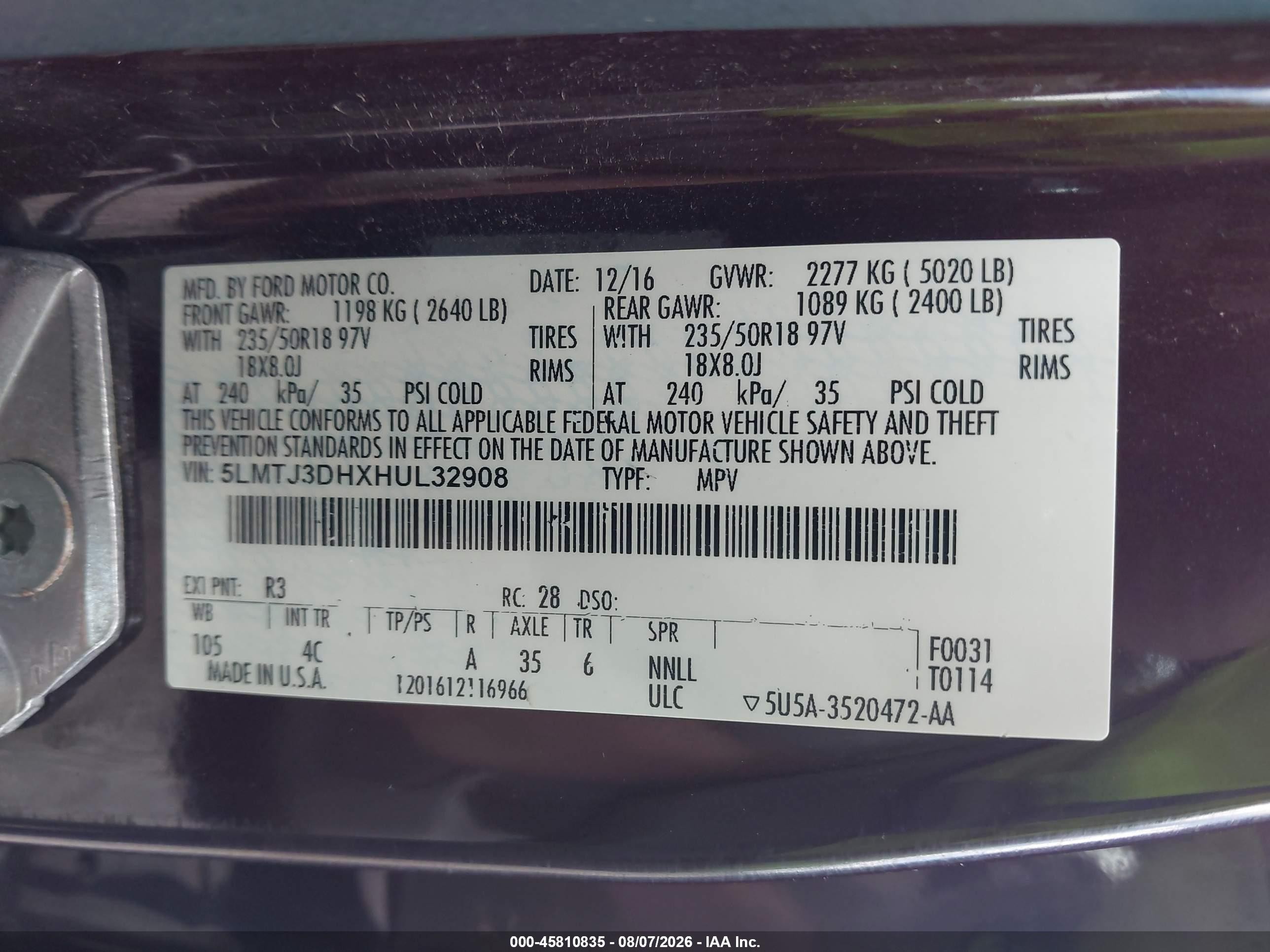 2017 Lincoln Mkc Reserve Maroon vin: 5LMTJ3DHXHUL32908