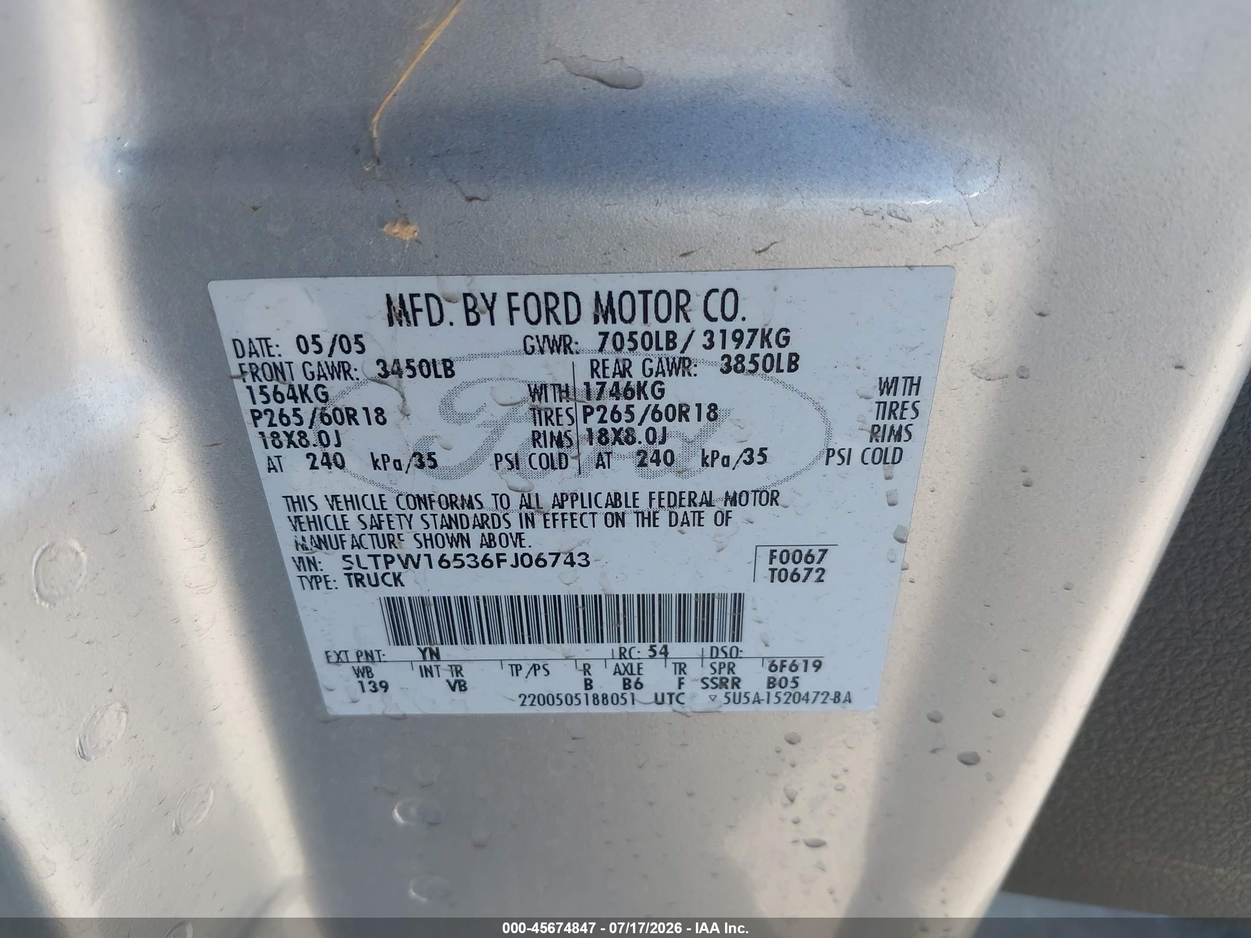 2006 Lincoln Mark Lt   Gray vin: 5LTPW16536FJ06743