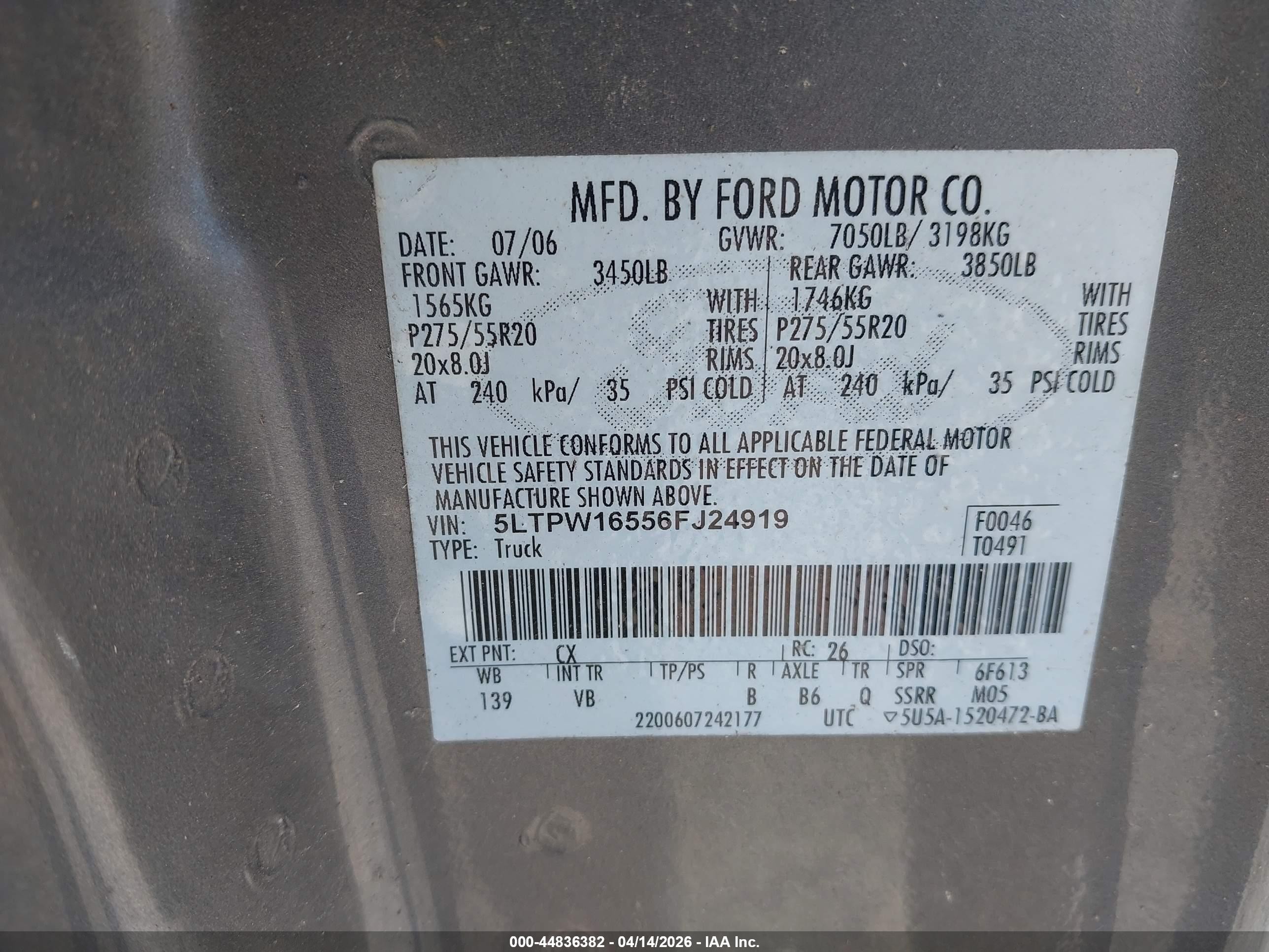 2006 Lincoln Mark Lt   Gray vin: 5LTPW16556FJ24919