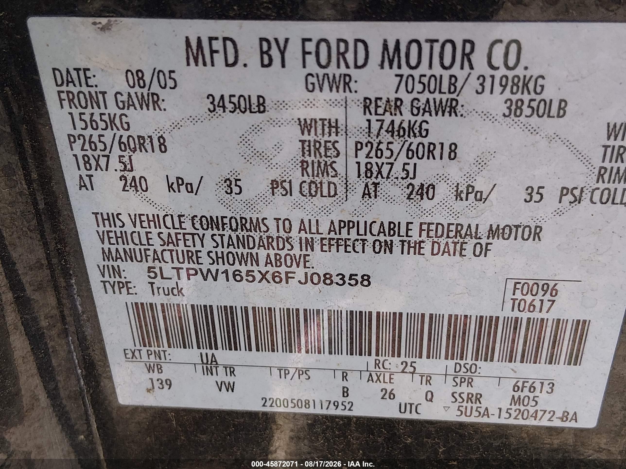 2006 Lincoln Mark Lt   Black vin: 5LTPW165X6FJ08358