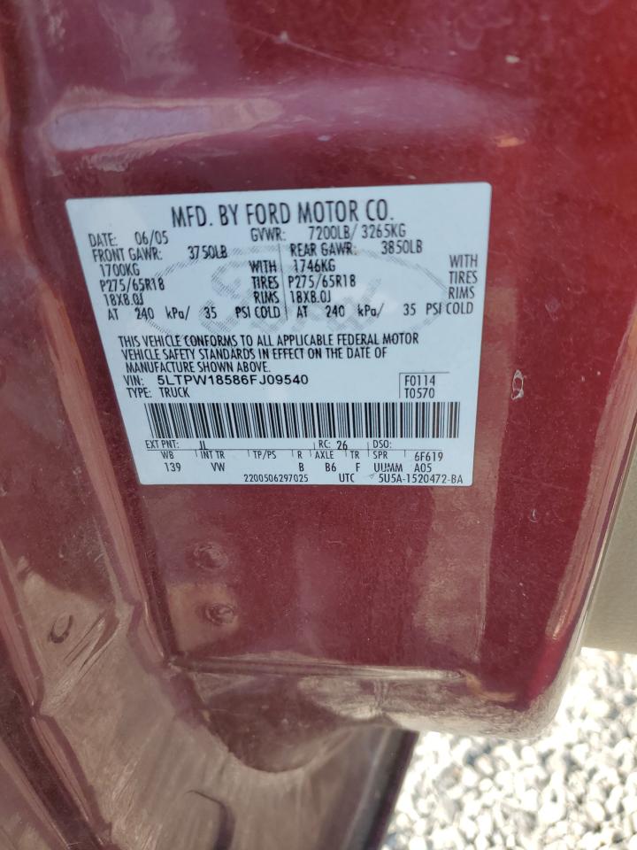 2006 Lincoln Mark Lt Red vin: 5LTPW18586FJ09540