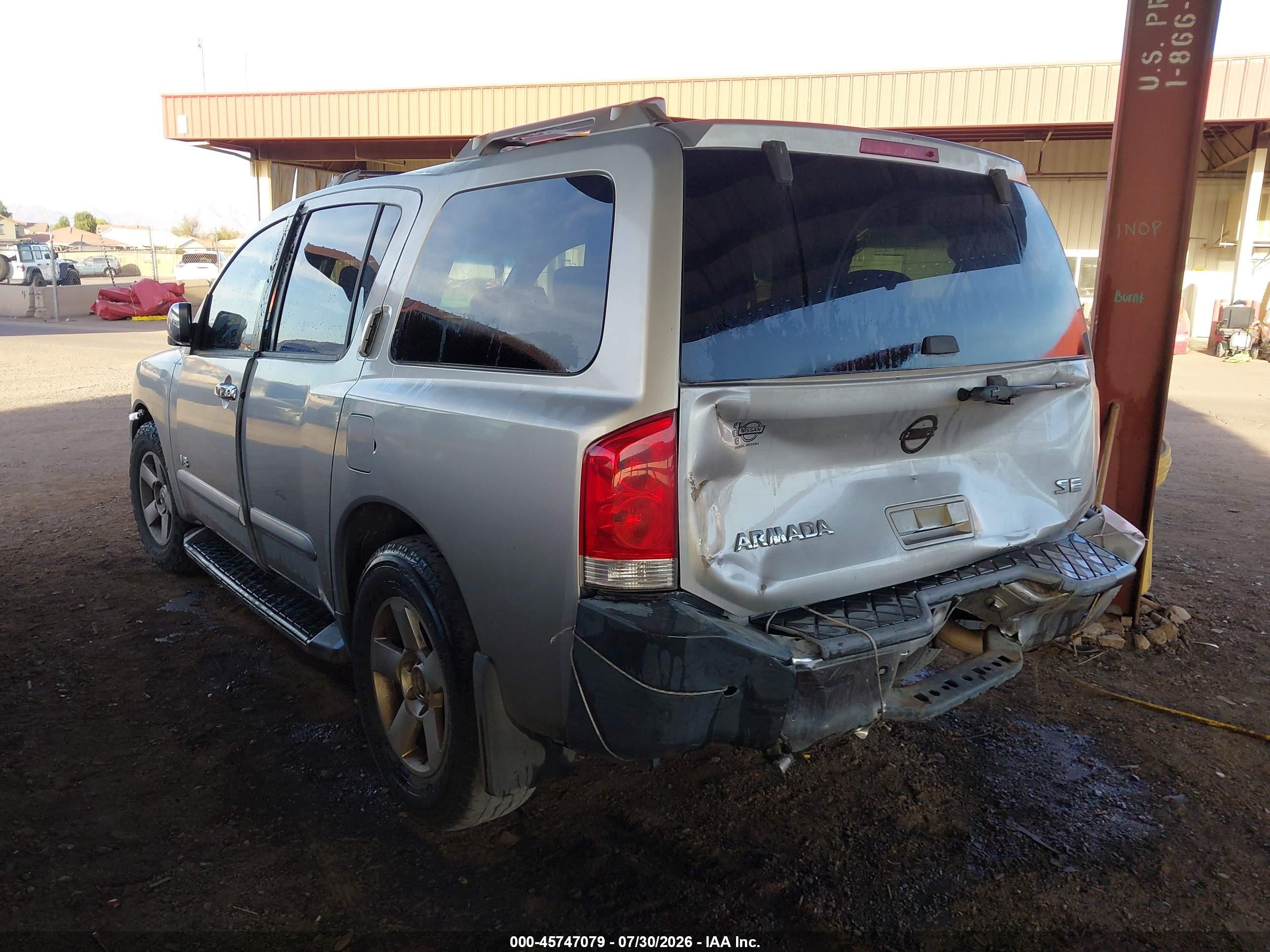 2007 Nissan Armada Se Silver vin: 5N1AA08AX7N719151