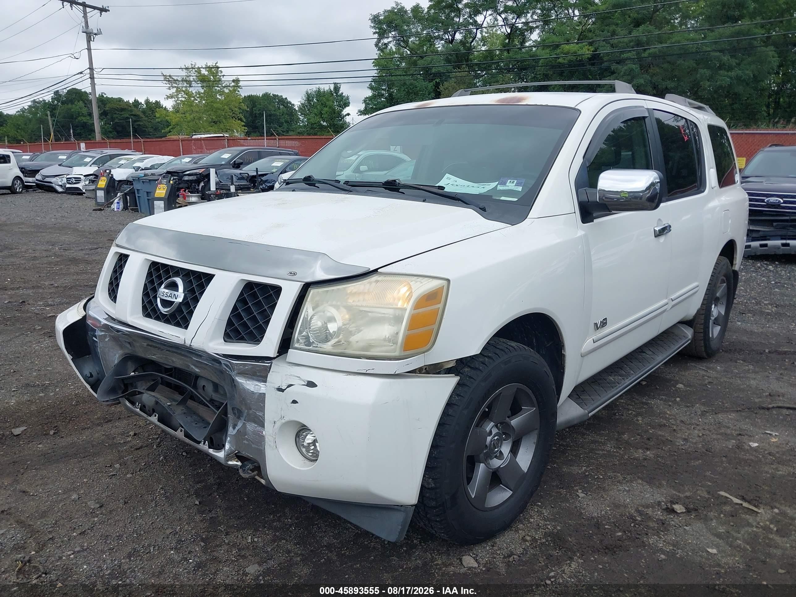 2005 Nissan Armada Se Белый vin: 5N1AA08B45N721564