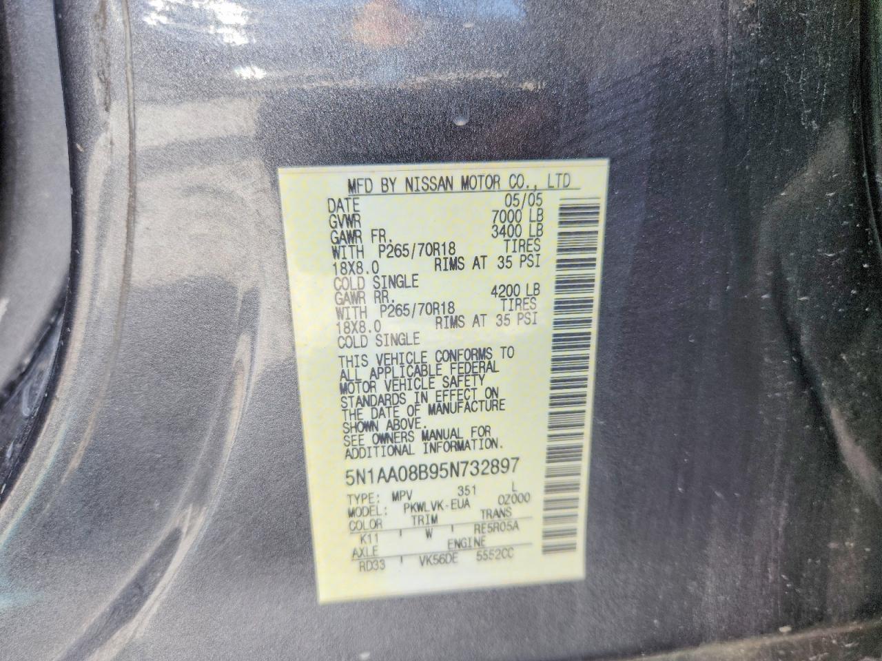 2005 Nissan Armada Se Gray vin: 5N1AA08B95N732897