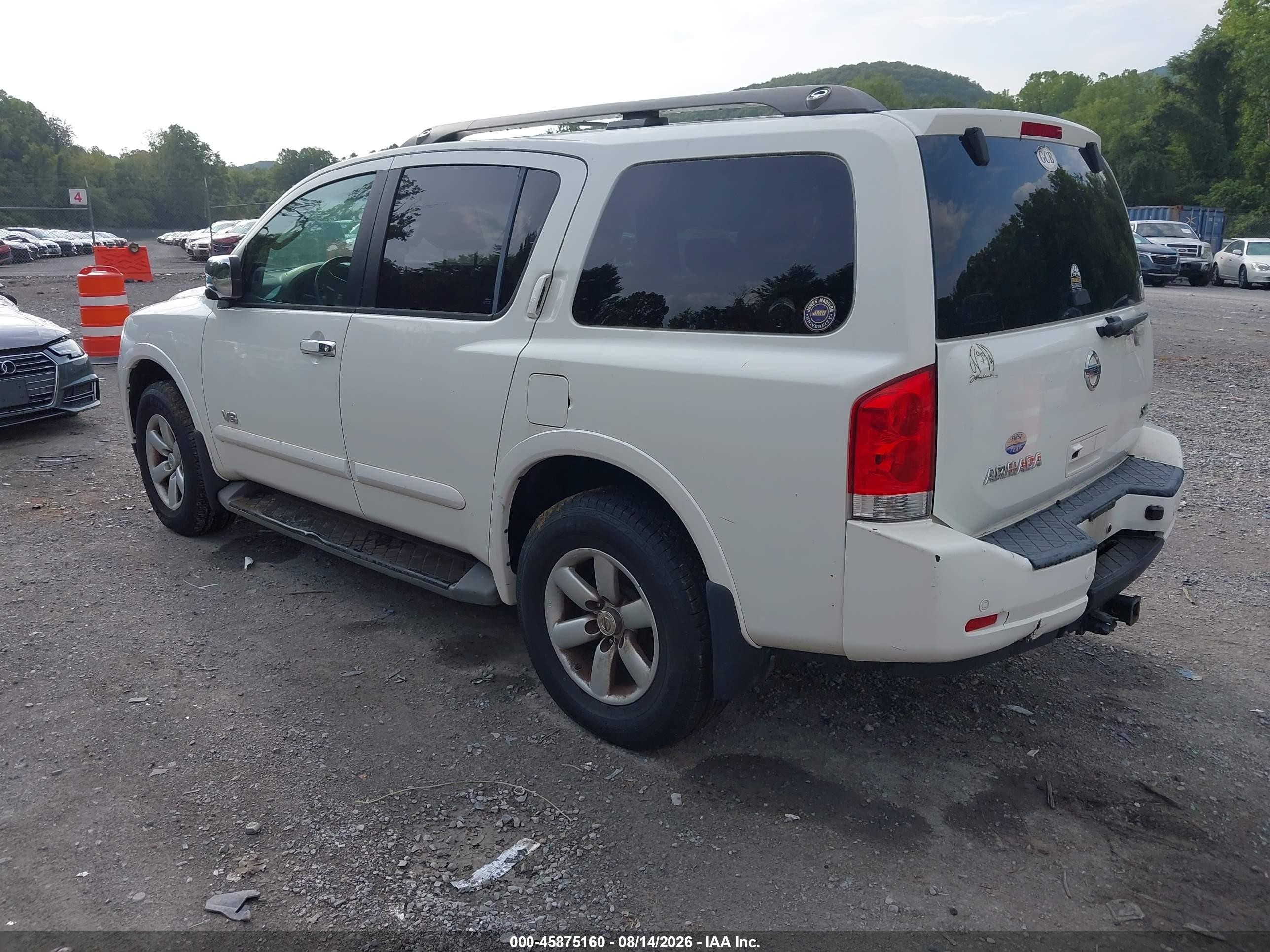 2008 Nissan Armada Se White vin: 5N1AA08C08N607056