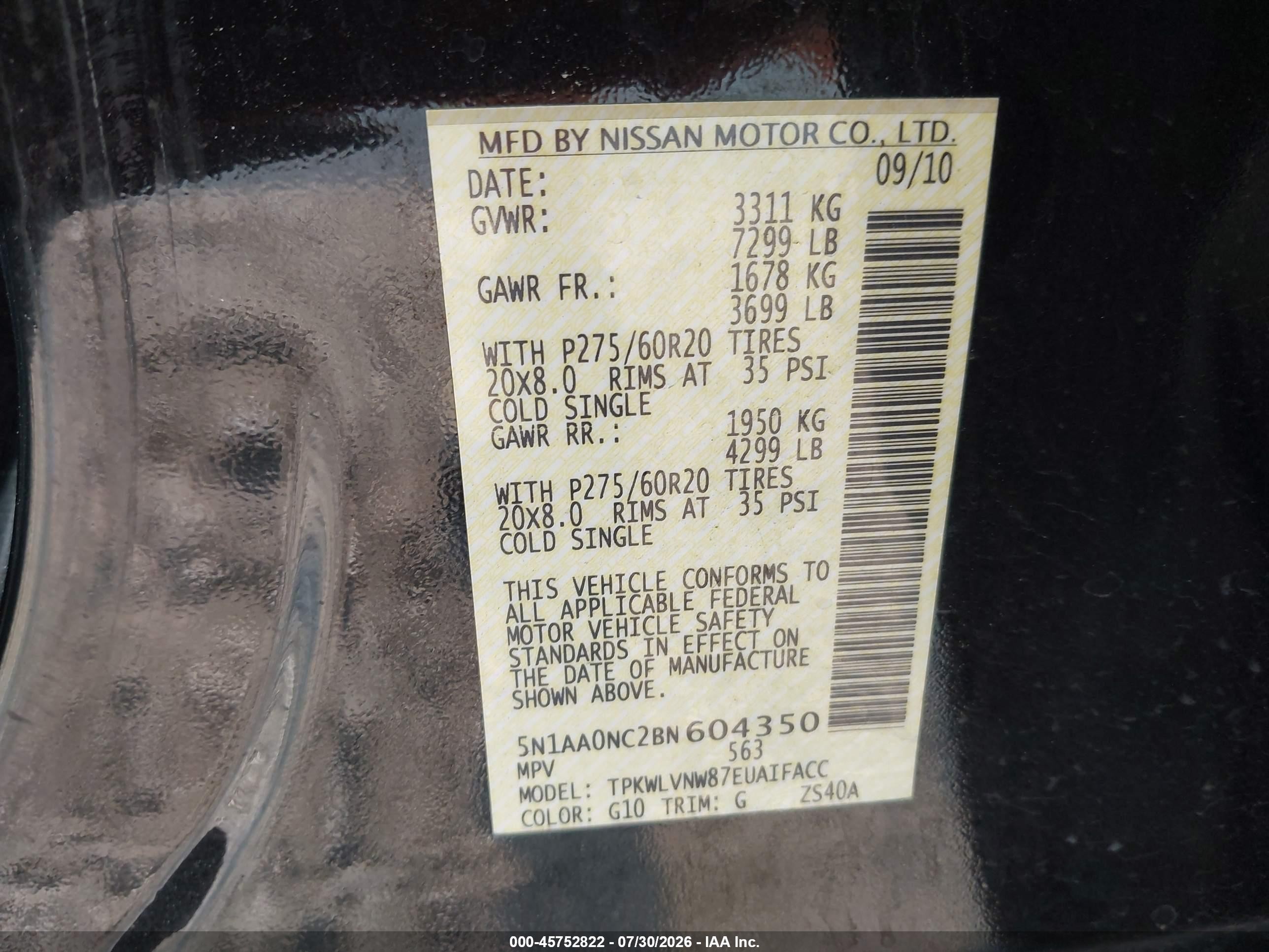 2011 Nissan Armada Platinum Черный vin: 5N1AA0NC2BN604350