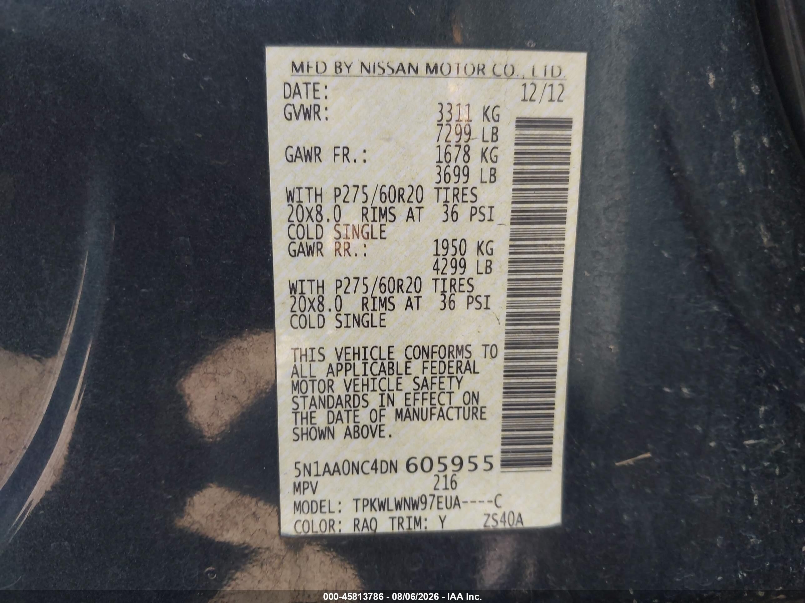 2013 Nissan Armada Platinum Синий vin: 5N1AA0NC4DN605955