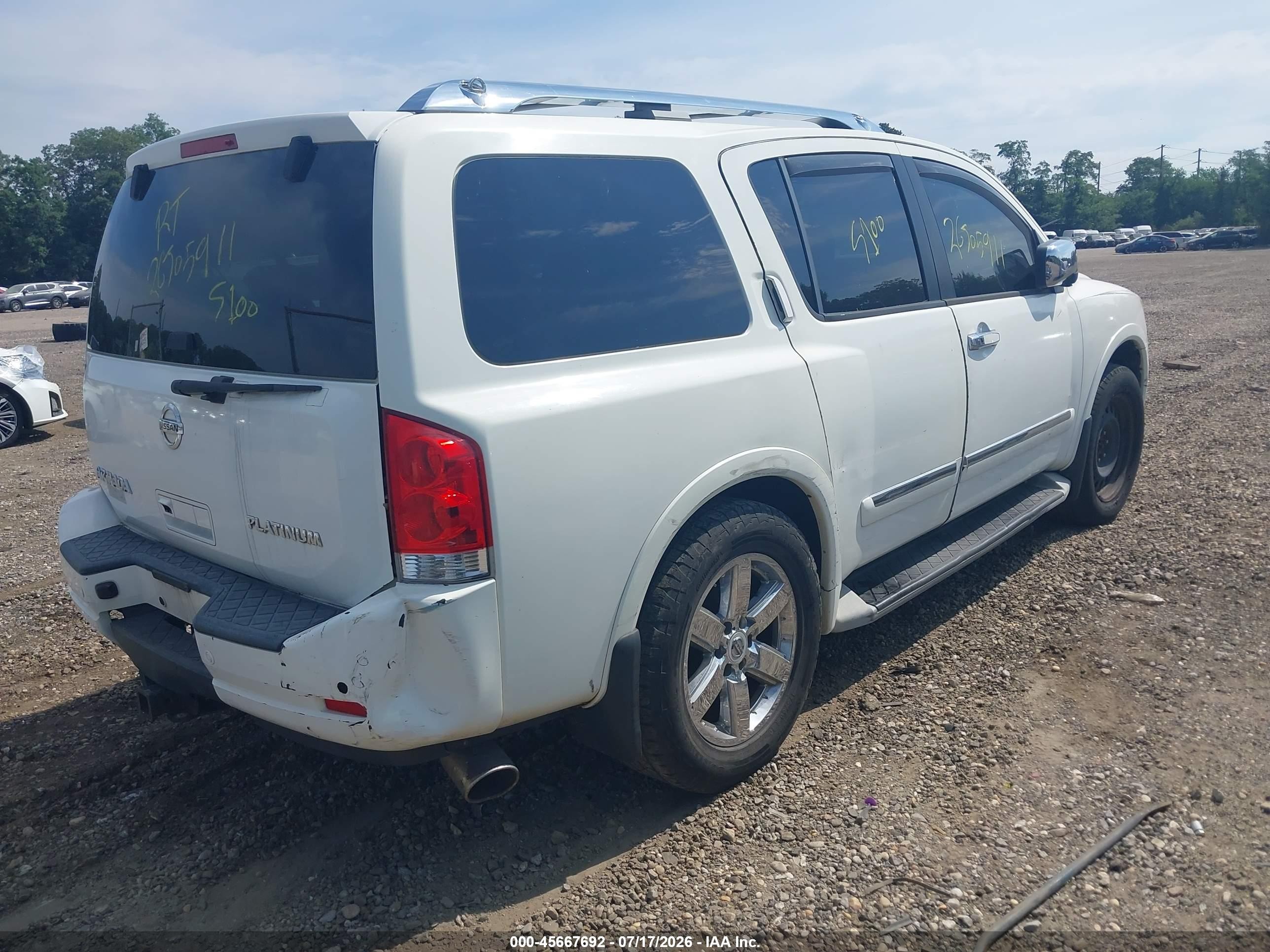 2010 Nissan Armada Platinum White vin: 5N1AA0NC5AN610545