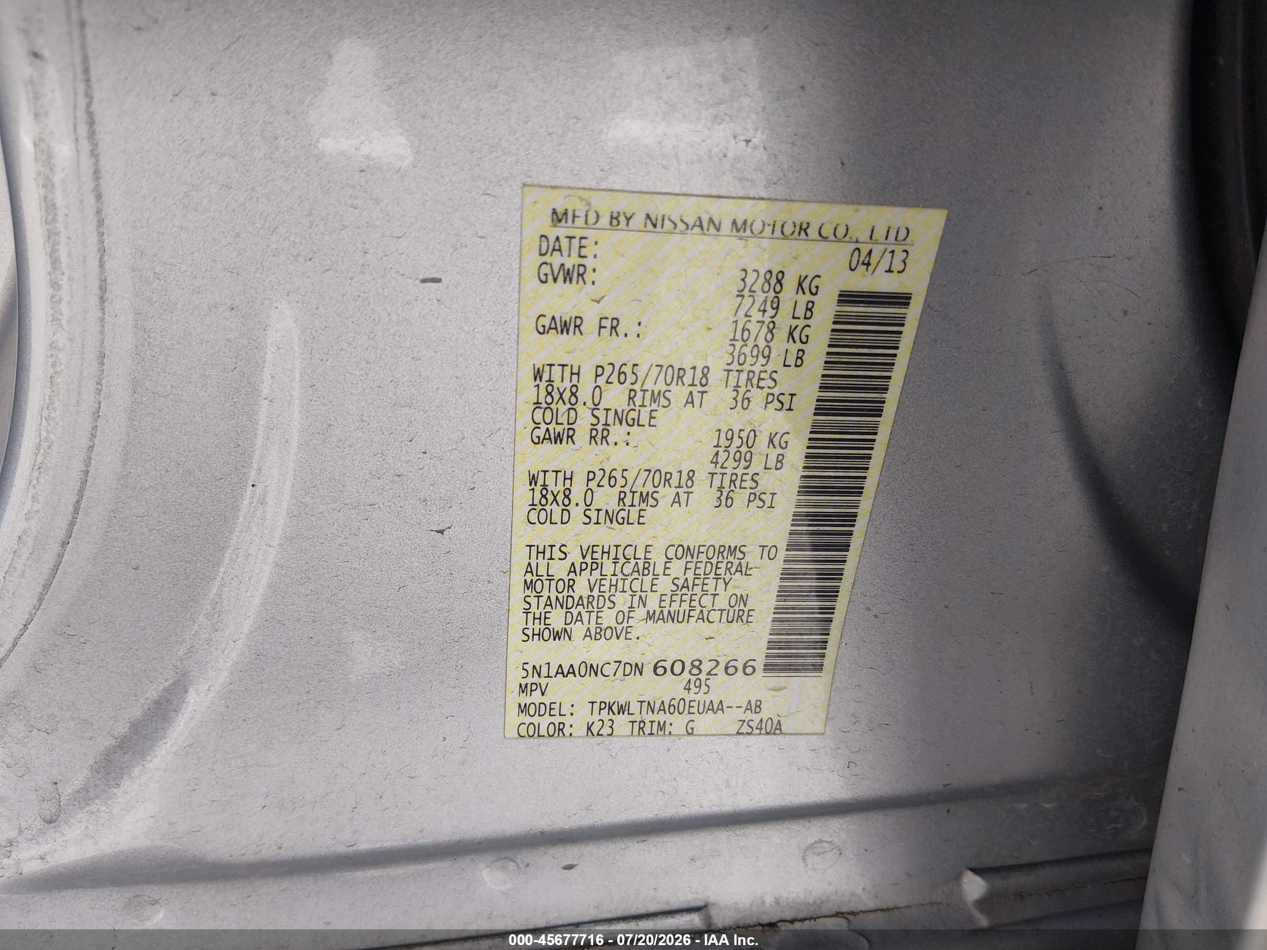 2013 Nissan Armada Sv Silver vin: 5N1AA0NC7DN608266