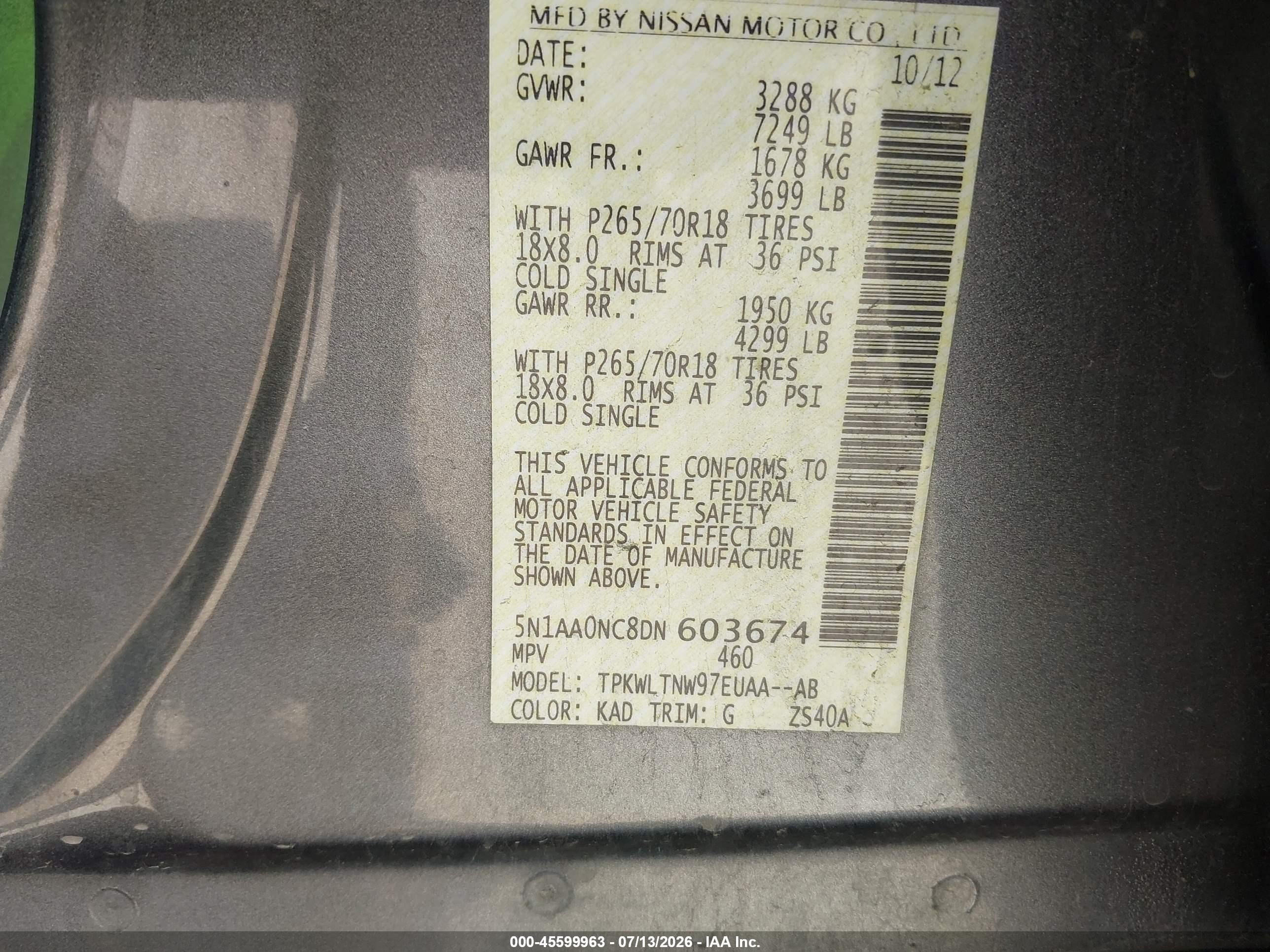 2013 Nissan Armada Sv Black vin: 5N1AA0NC8DN603674