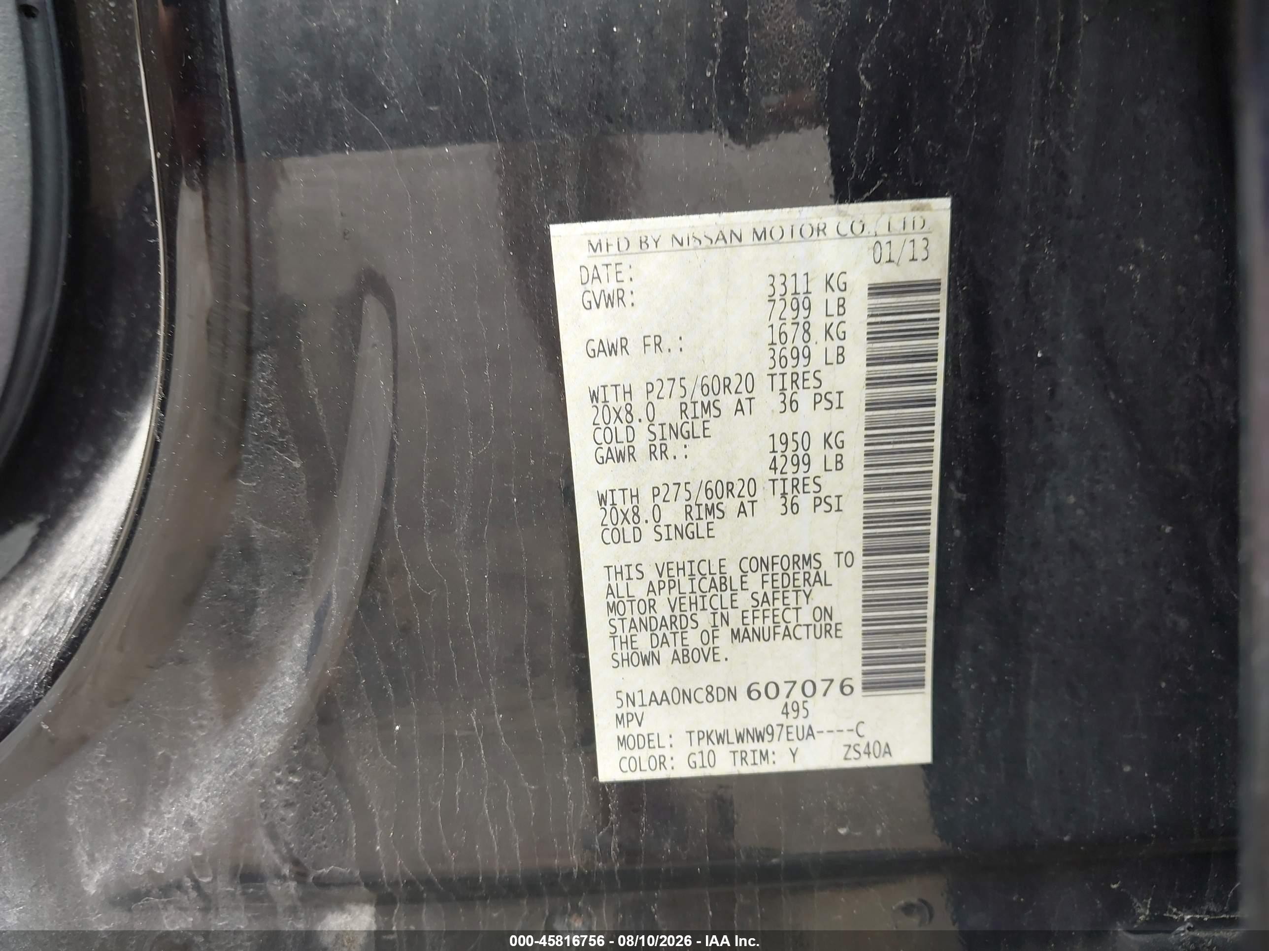 2013 Nissan Armada Platinum Black vin: 5N1AA0NC8DN607076