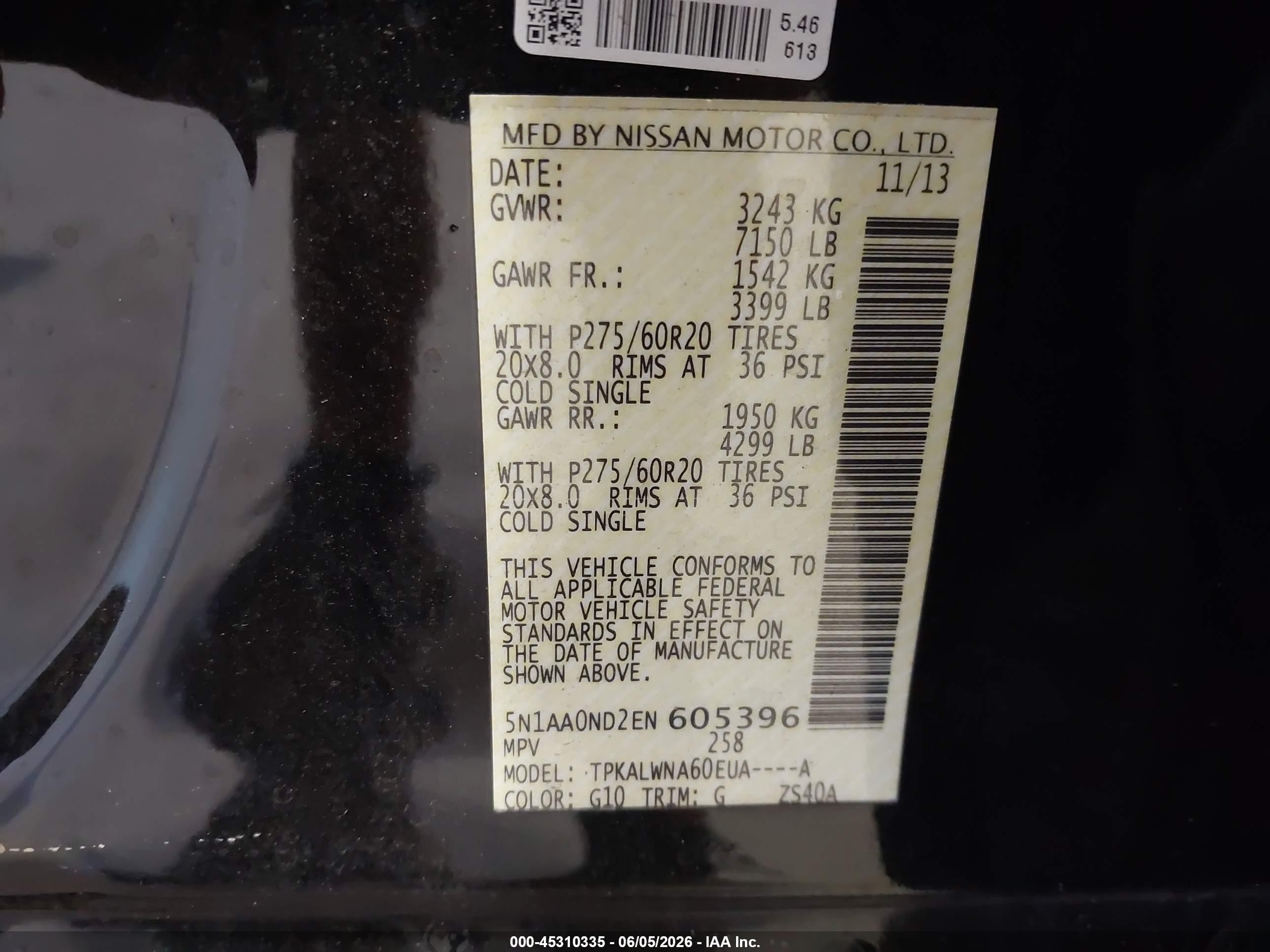 2014 Nissan Armada Platinum Black vin: 5N1AA0ND2EN605396
