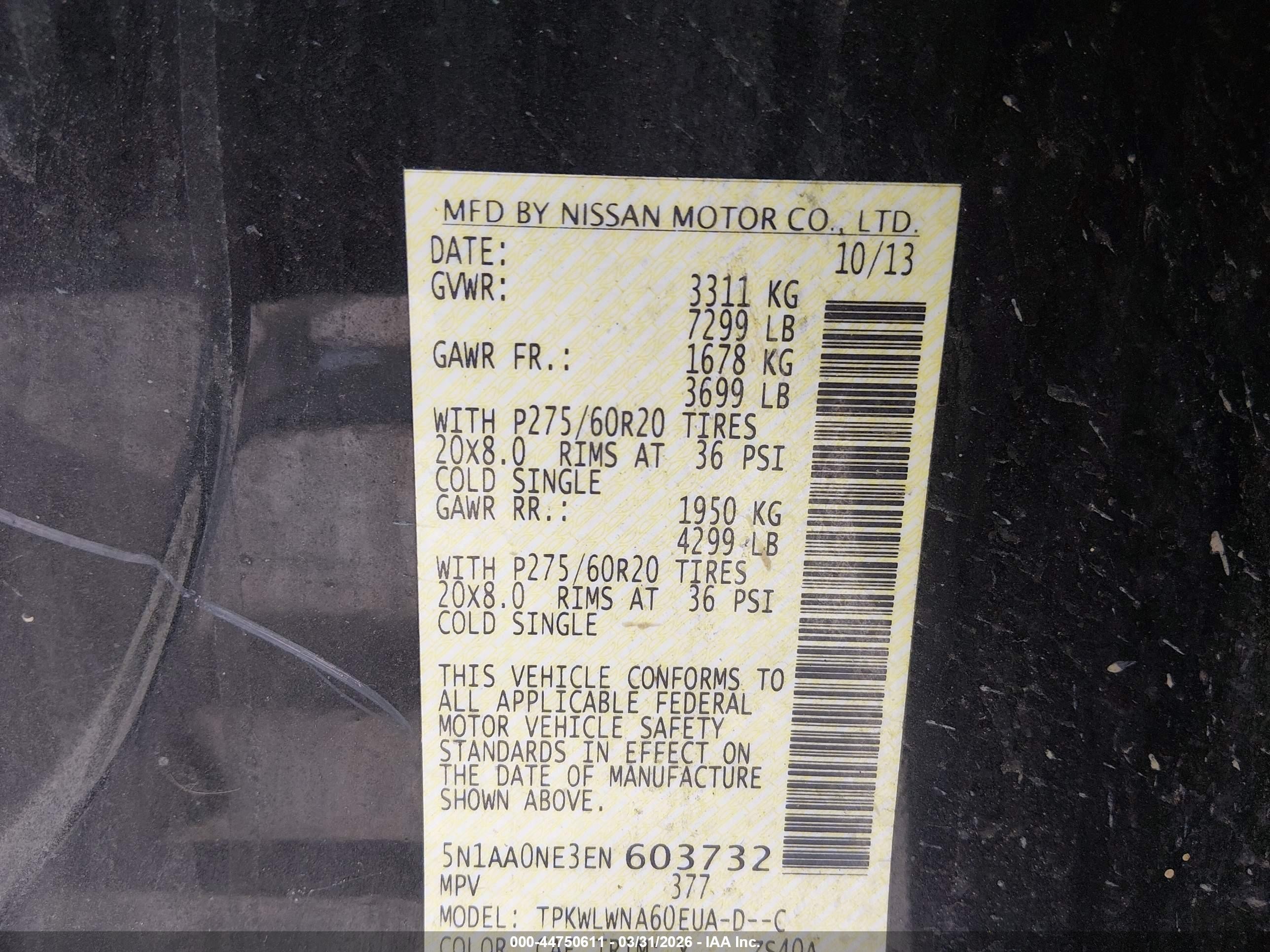2014 Nissan Armada Platinum Black vin: 5N1AA0NE3EN603732