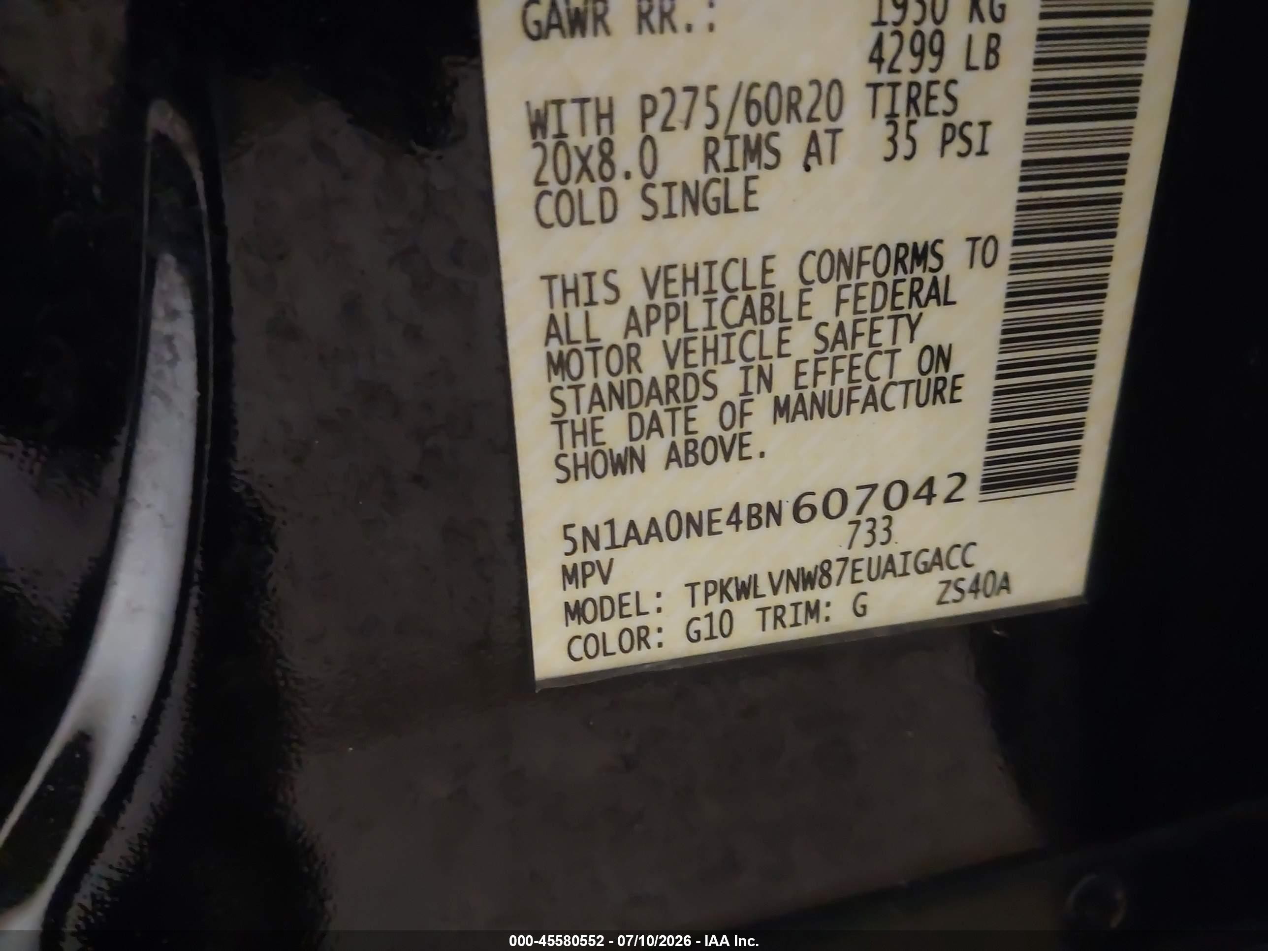 2011 Nissan Armada Platinum Черный vin: 5N1AA0NE4BN607042