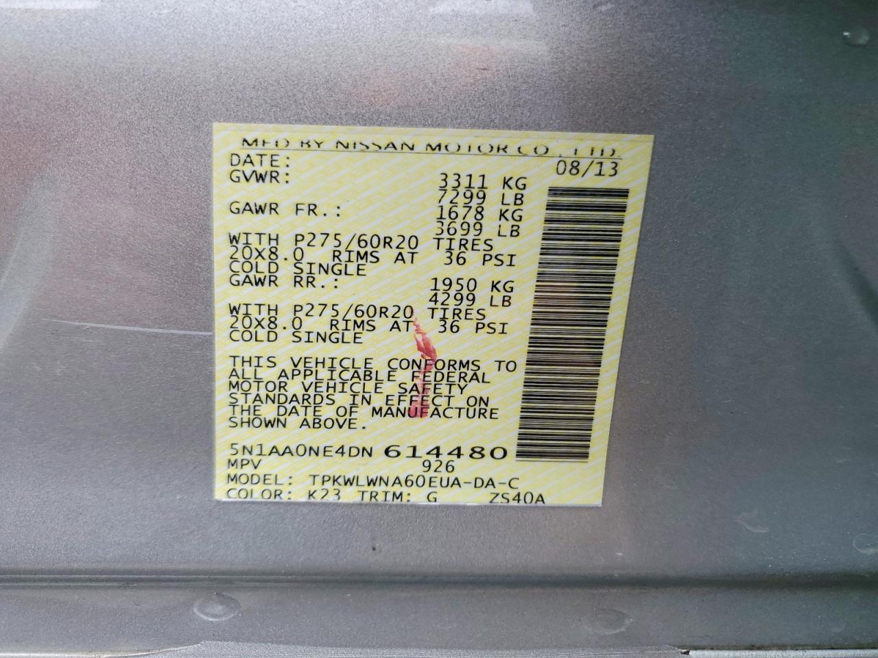 2013 Nissan Armada Platinum Серебряный vin: 5N1AA0NE4DN614480