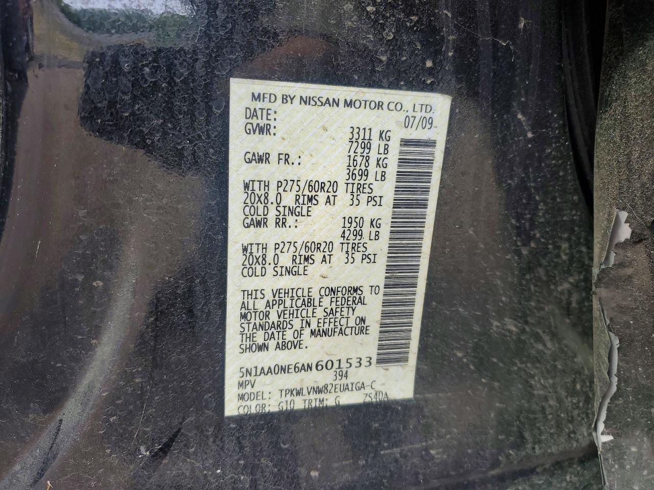 2010 Nissan Armada Platinum Black vin: 5N1AA0NE6AN601533