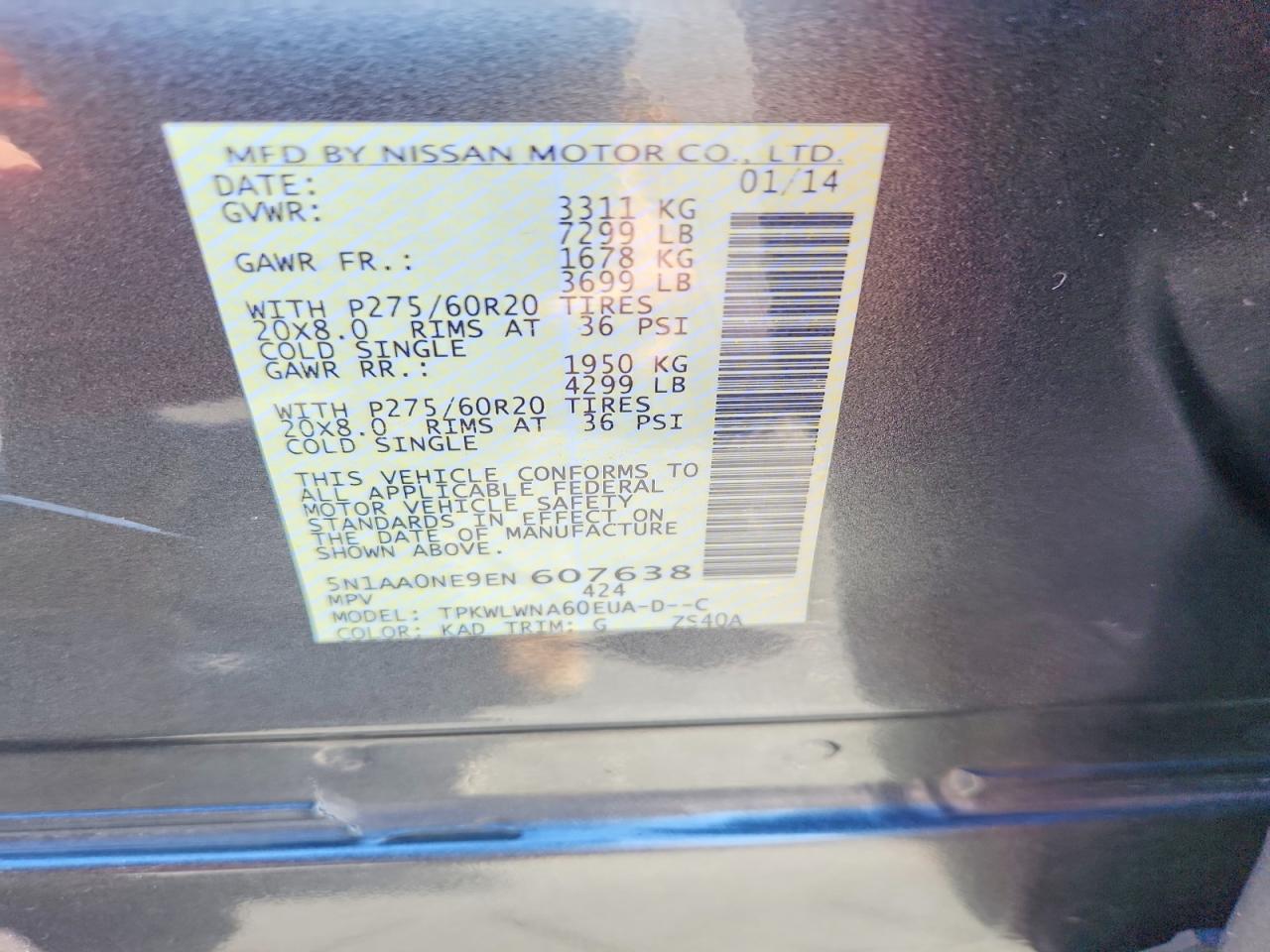 2014 Nissan Armada Platinum Gray vin: 5N1AA0NE9EN607638