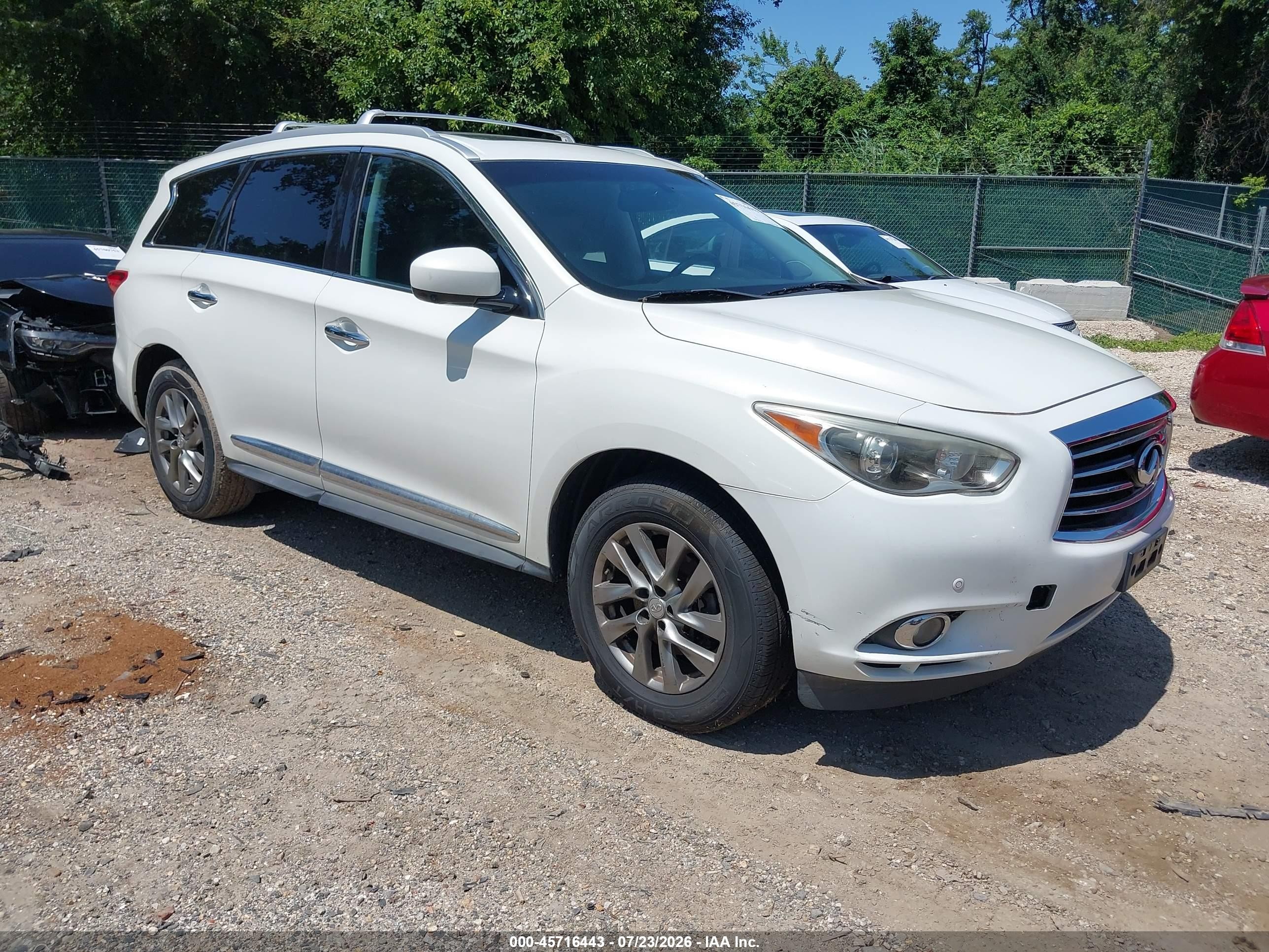 2013 Infiniti Jx35   White vin: 5N1AL0MM0DC310481