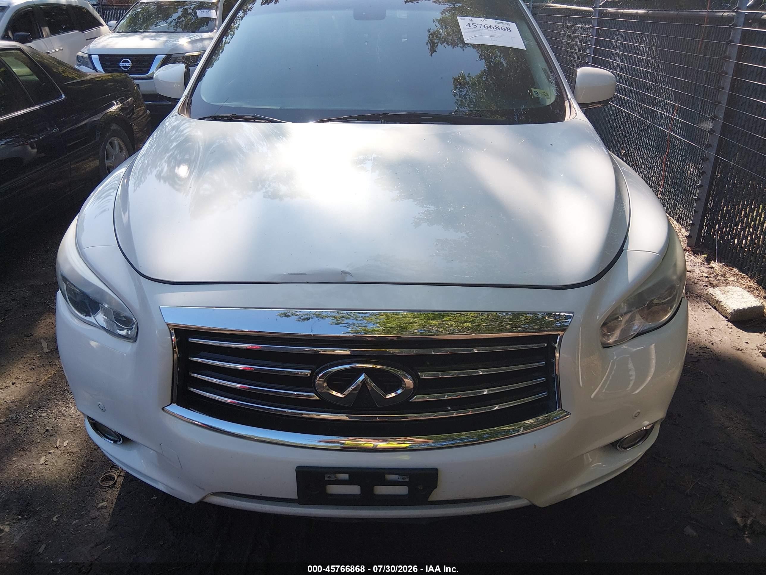 2014 Infiniti Qx60   White vin: 5N1AL0MM0EC526154