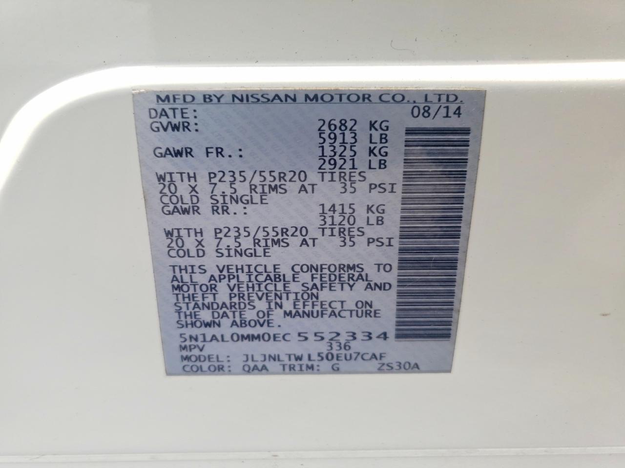 2014 Infiniti Qx60 Base White vin: 5N1AL0MM0EC552334