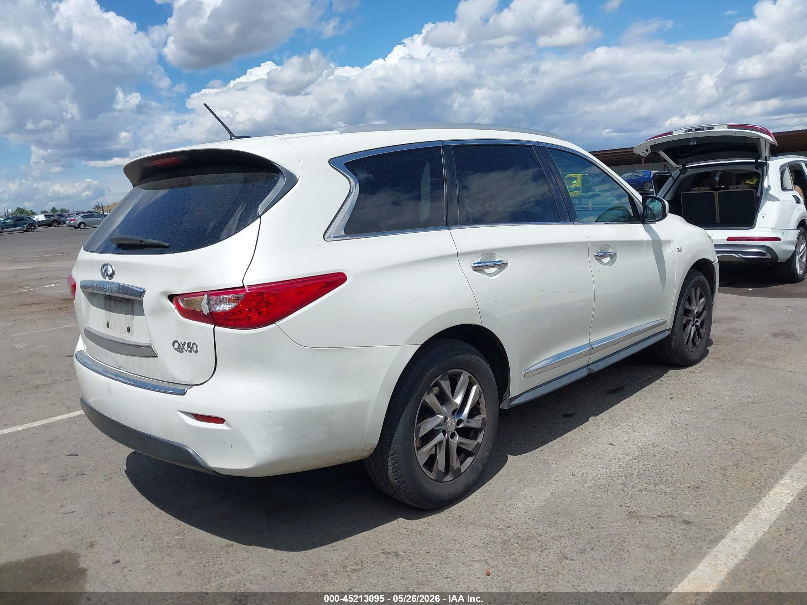 2015 Infiniti Qx60 White vin: 5N1AL0MM0FC501157