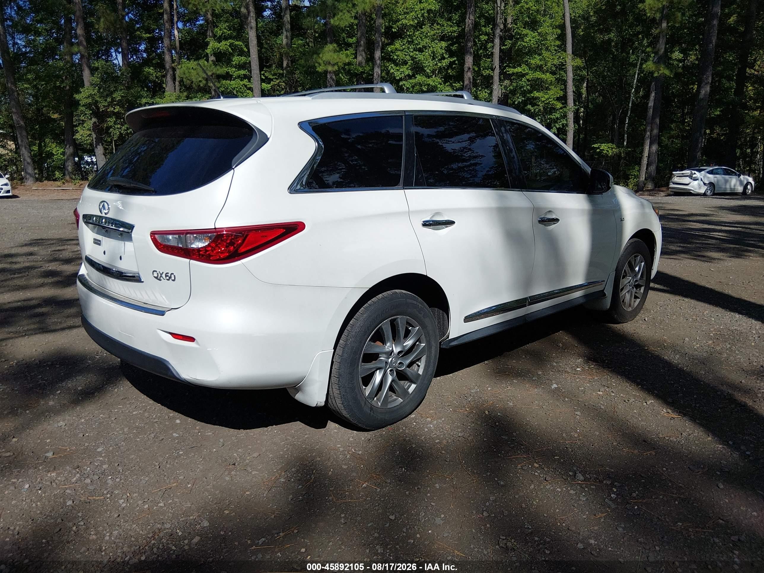 2015 Infiniti Qx60   White vin: 5N1AL0MM0FC516371