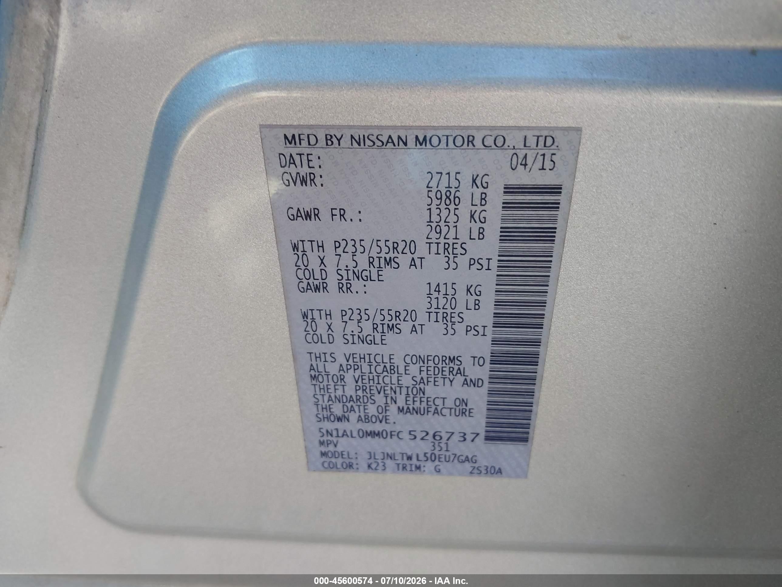 2015 Infiniti Qx60 Silver vin: 5N1AL0MM0FC526737