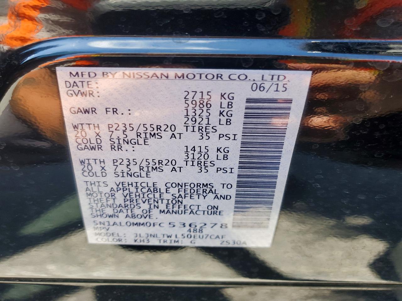 2015 Infiniti Qx60 Base Black vin: 5N1AL0MM0FC536278