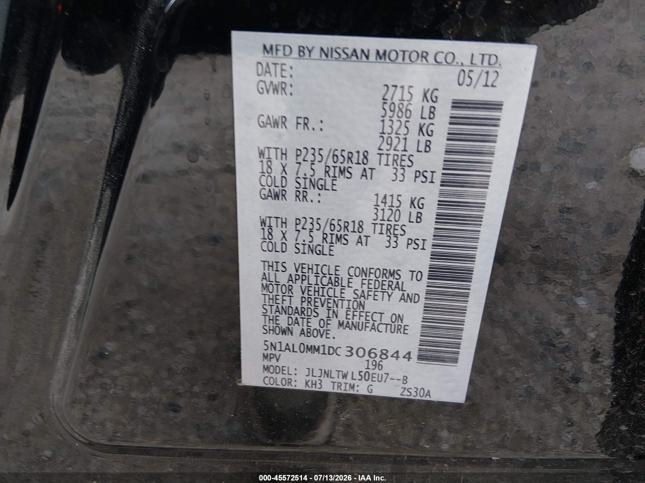 2013 Infiniti Jx35 Black vin: 5N1AL0MM1DC306844