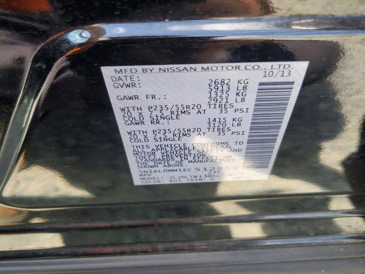 2014 Infiniti Qx60 Base Black vin: 5N1AL0MM1EC512859