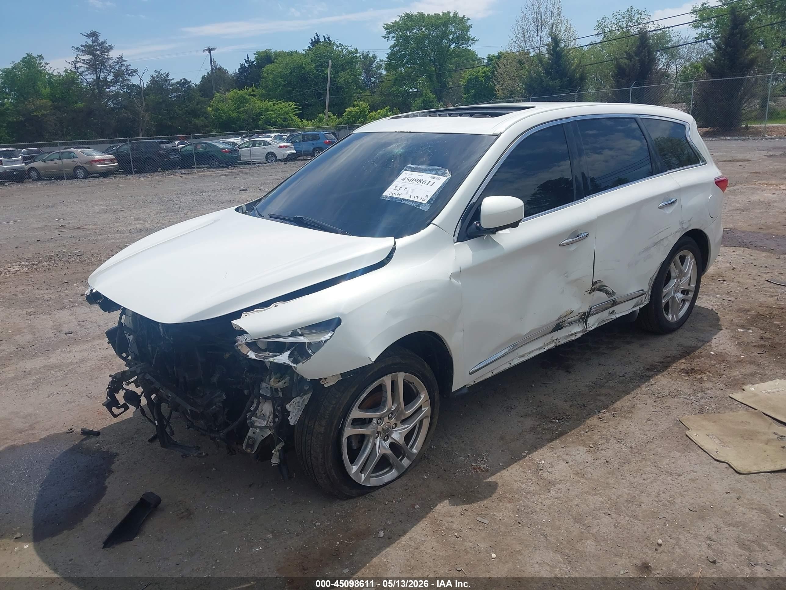 2013 Infiniti Jx35 White vin: 5N1AL0MM2DC309526