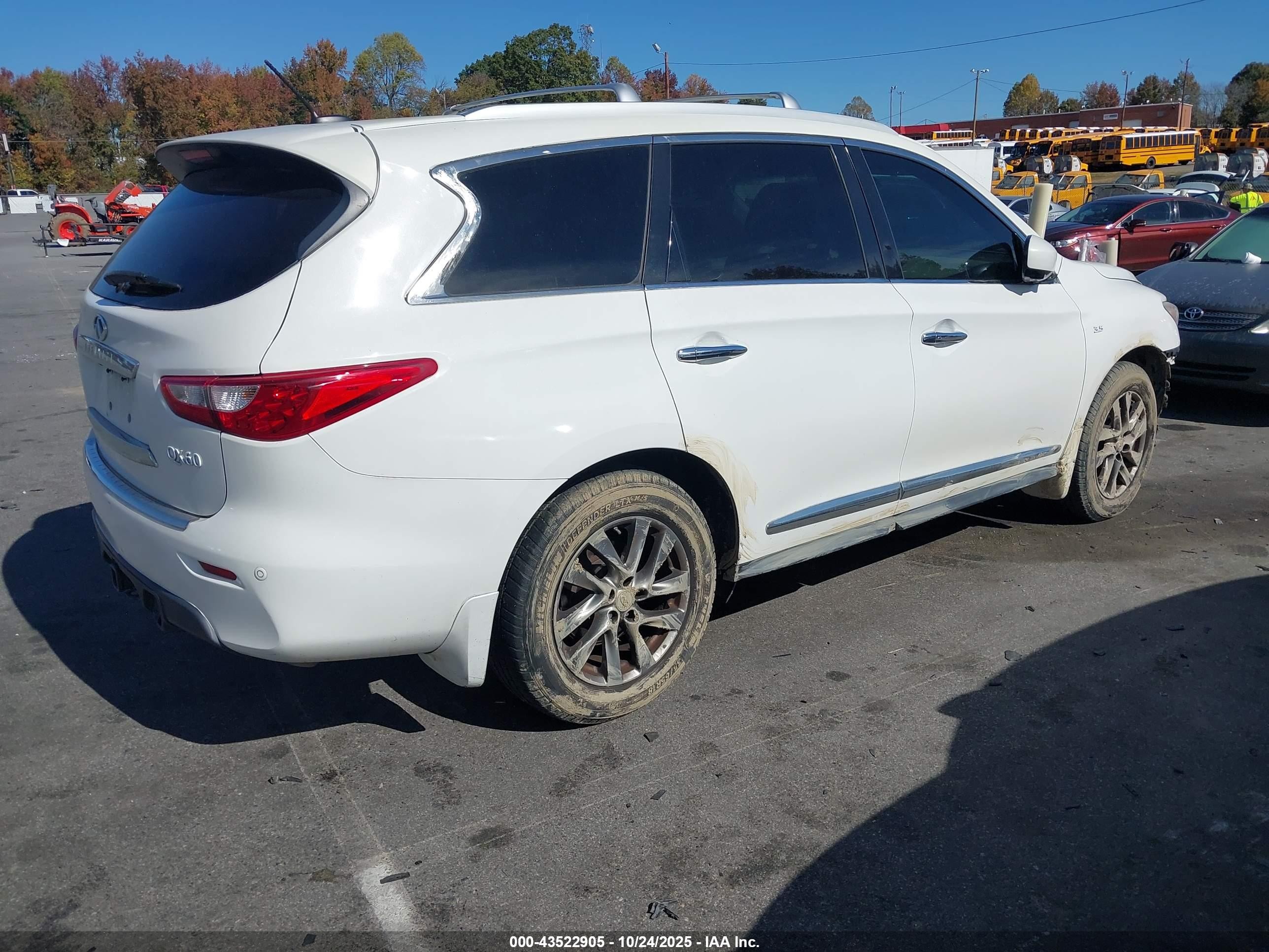 2014 Infiniti Qx60   White vin: 5N1AL0MM2EC524986