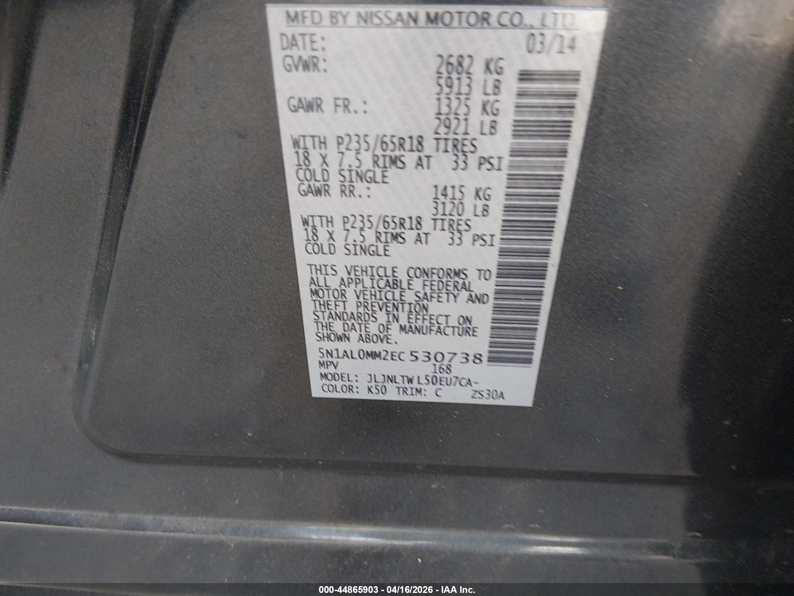 2014 Infiniti Qx60   Gray vin: 5N1AL0MM2EC530738