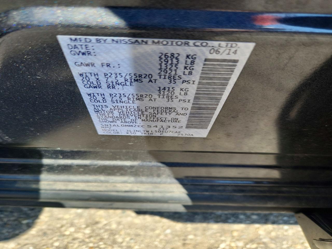 2014 Infiniti Qx60 Base Charcoal vin: 5N1AL0MM2EC541352