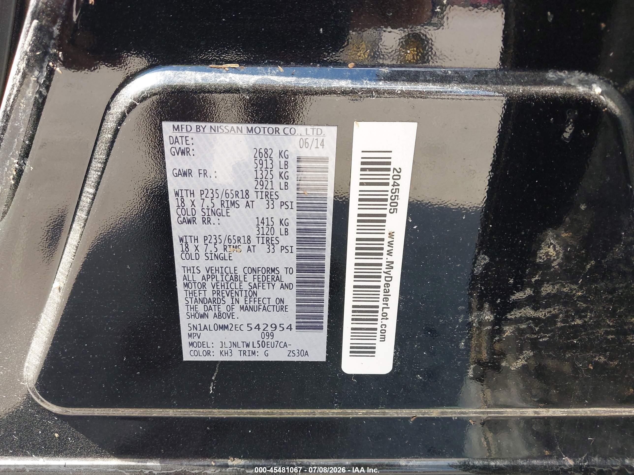 2014 Infiniti Qx60   Black vin: 5N1AL0MM2EC542954