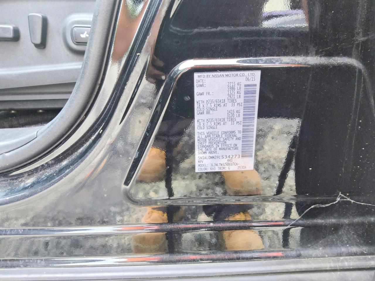 2015 Infiniti Qx60 Base Черный vin: 5N1AL0MM2FC534273