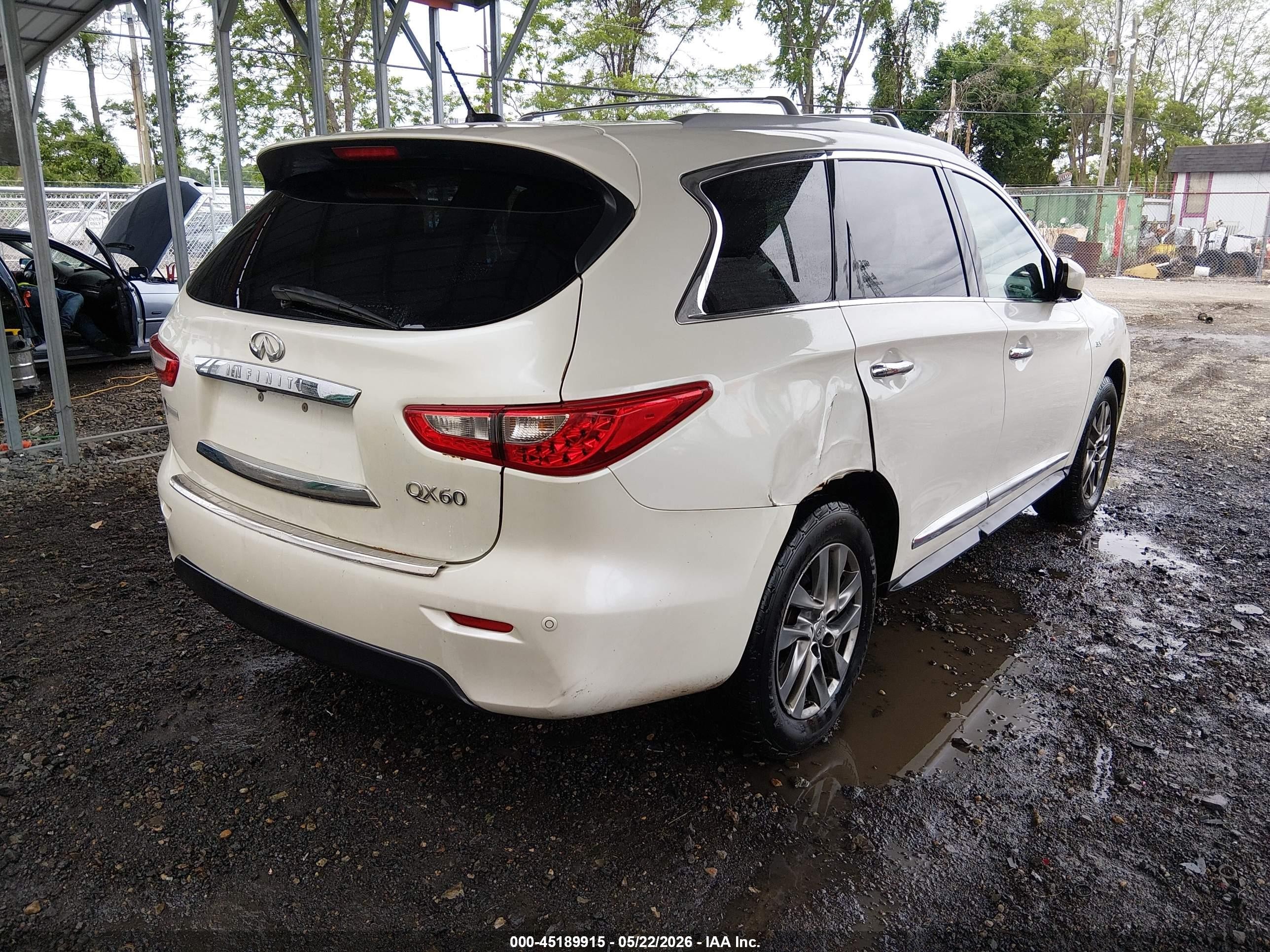 2015 Infiniti Qx60 White vin: 5N1AL0MM2FC537366