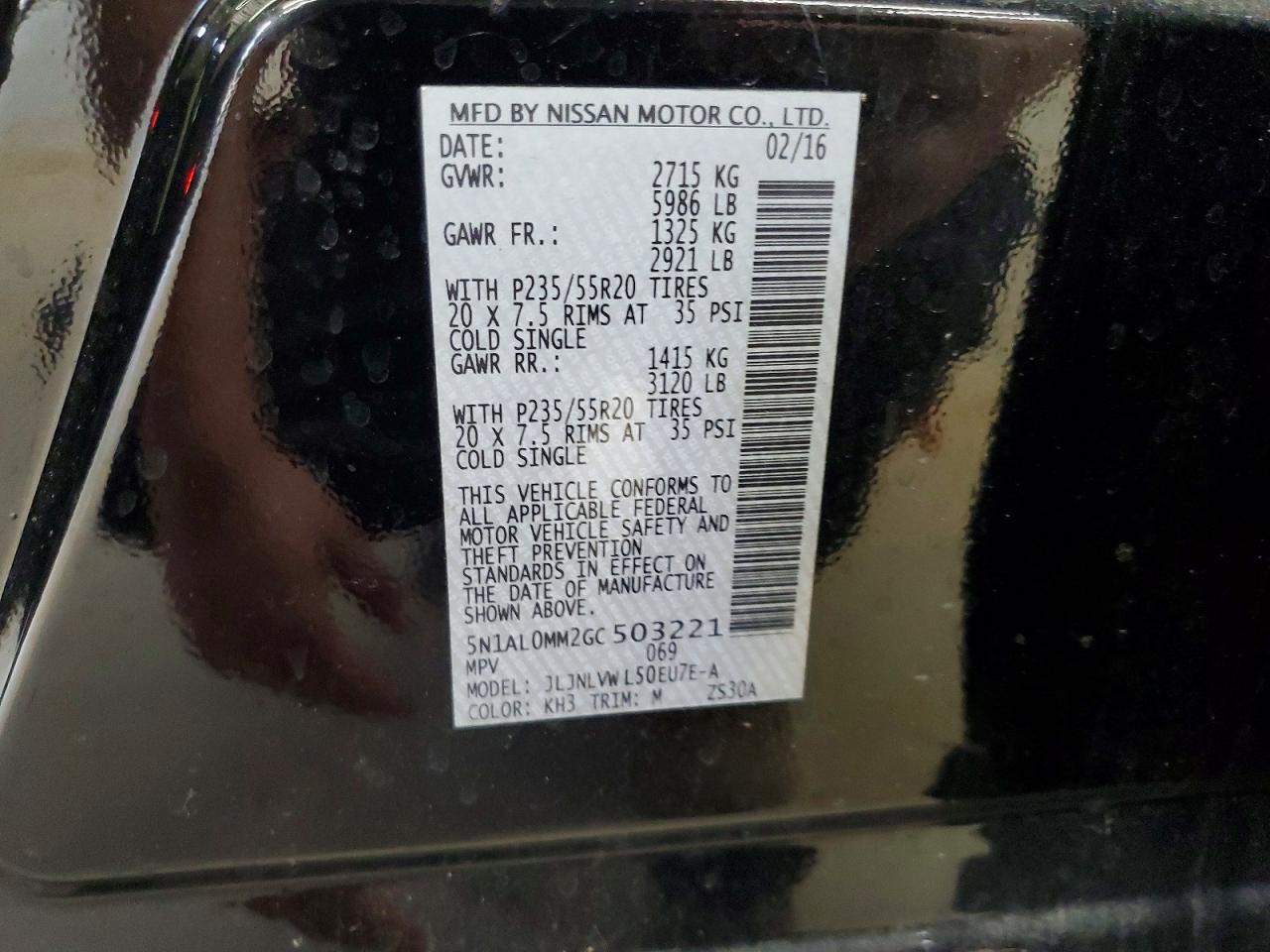 2016 Infiniti Qx60 Base Черный vin: 5N1AL0MM2GC503221