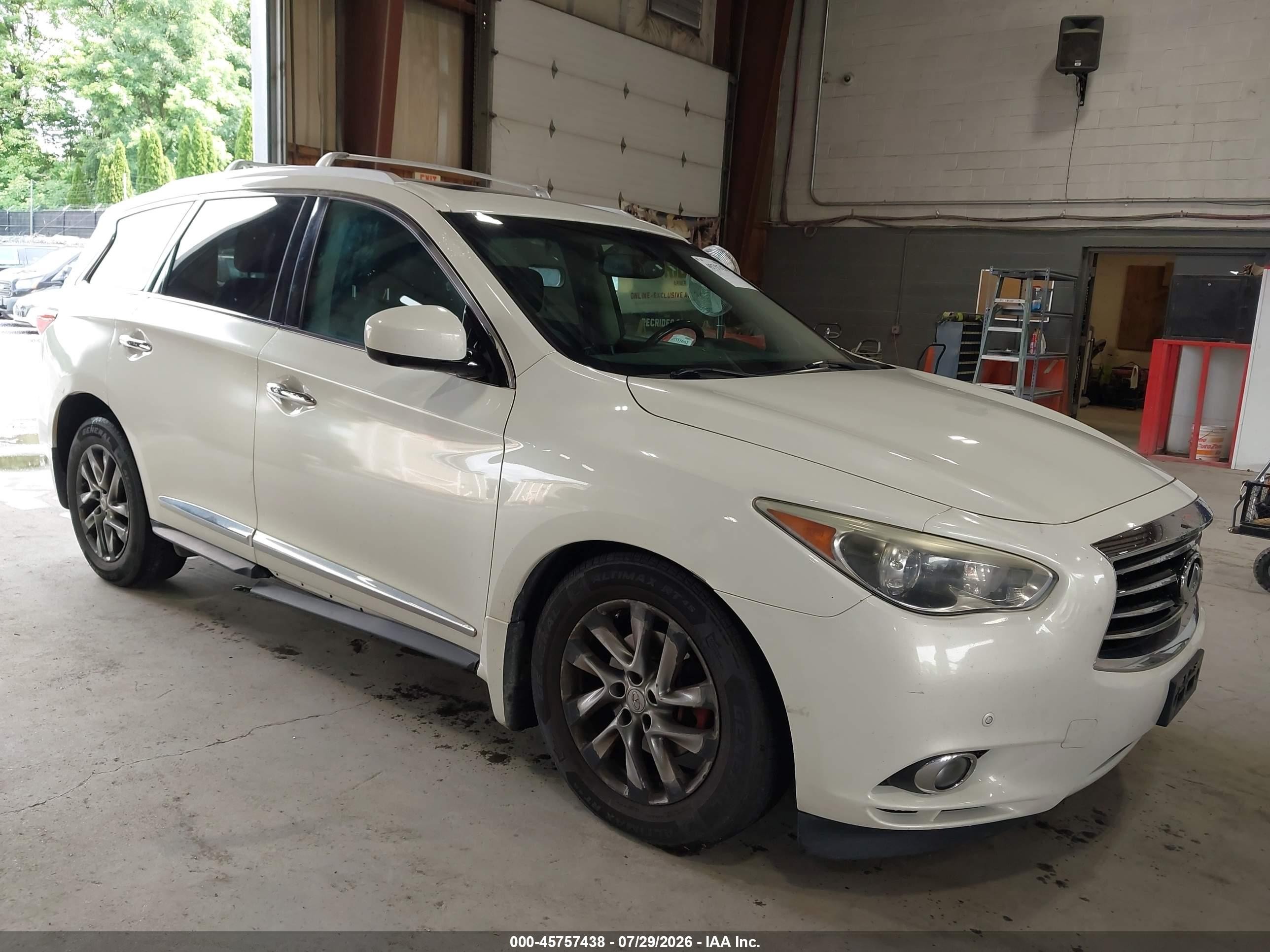 2013 Infiniti Jx35   White vin: 5N1AL0MM3DC335732