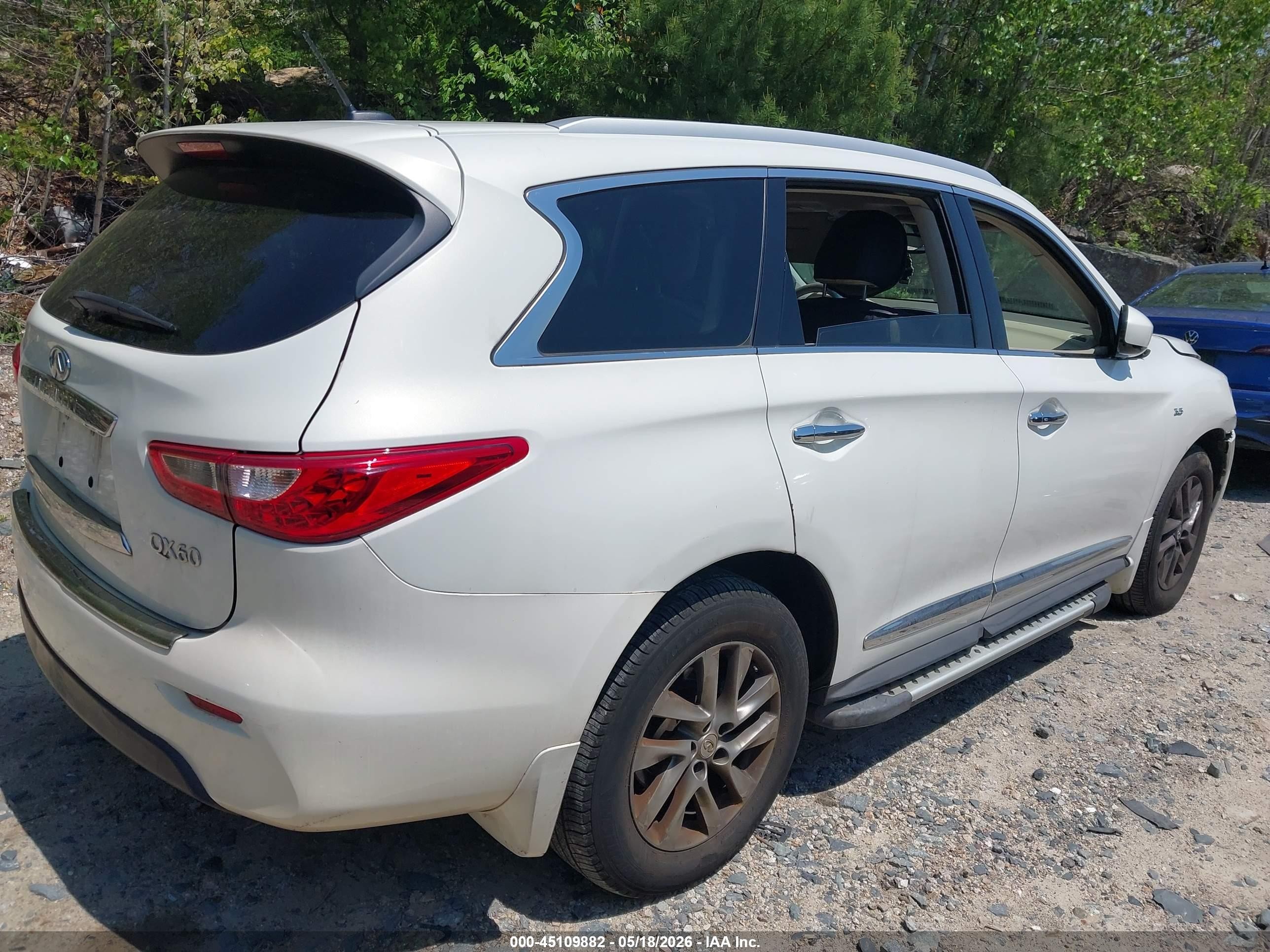 2014 Infiniti Qx60 White vin: 5N1AL0MM3EC552490