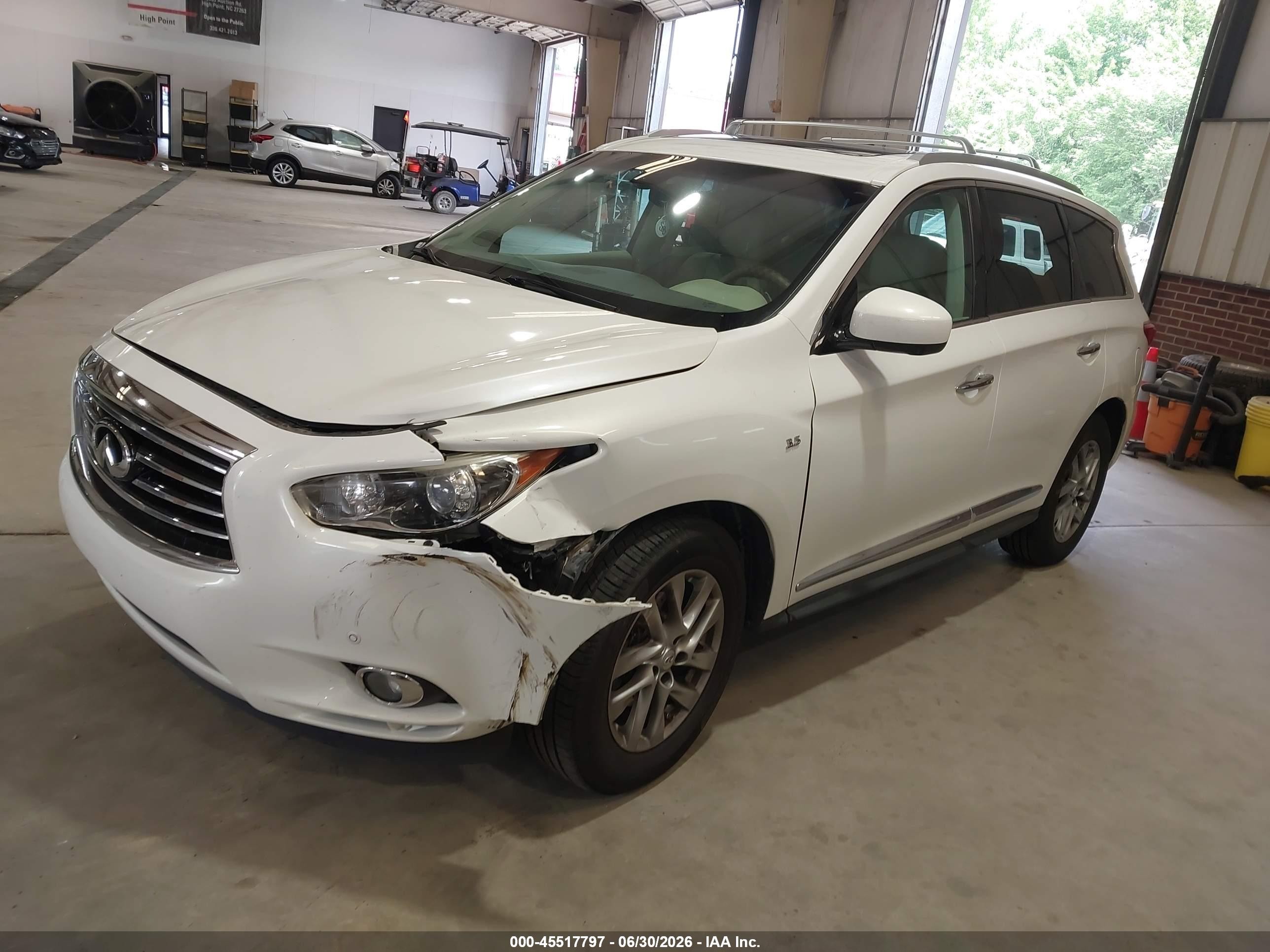2014 Infiniti Qx60   White vin: 5N1AL0MM3EC554630