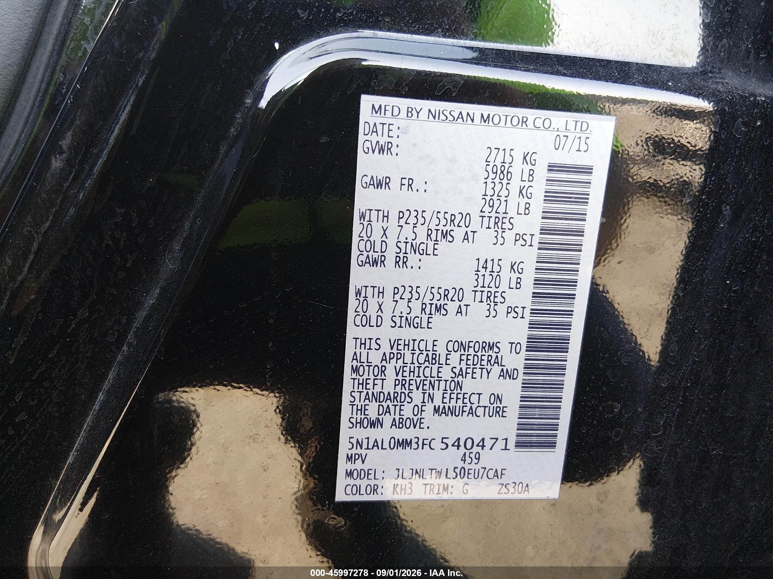 2015 Infiniti Qx60   Black vin: 5N1AL0MM3FC540471
