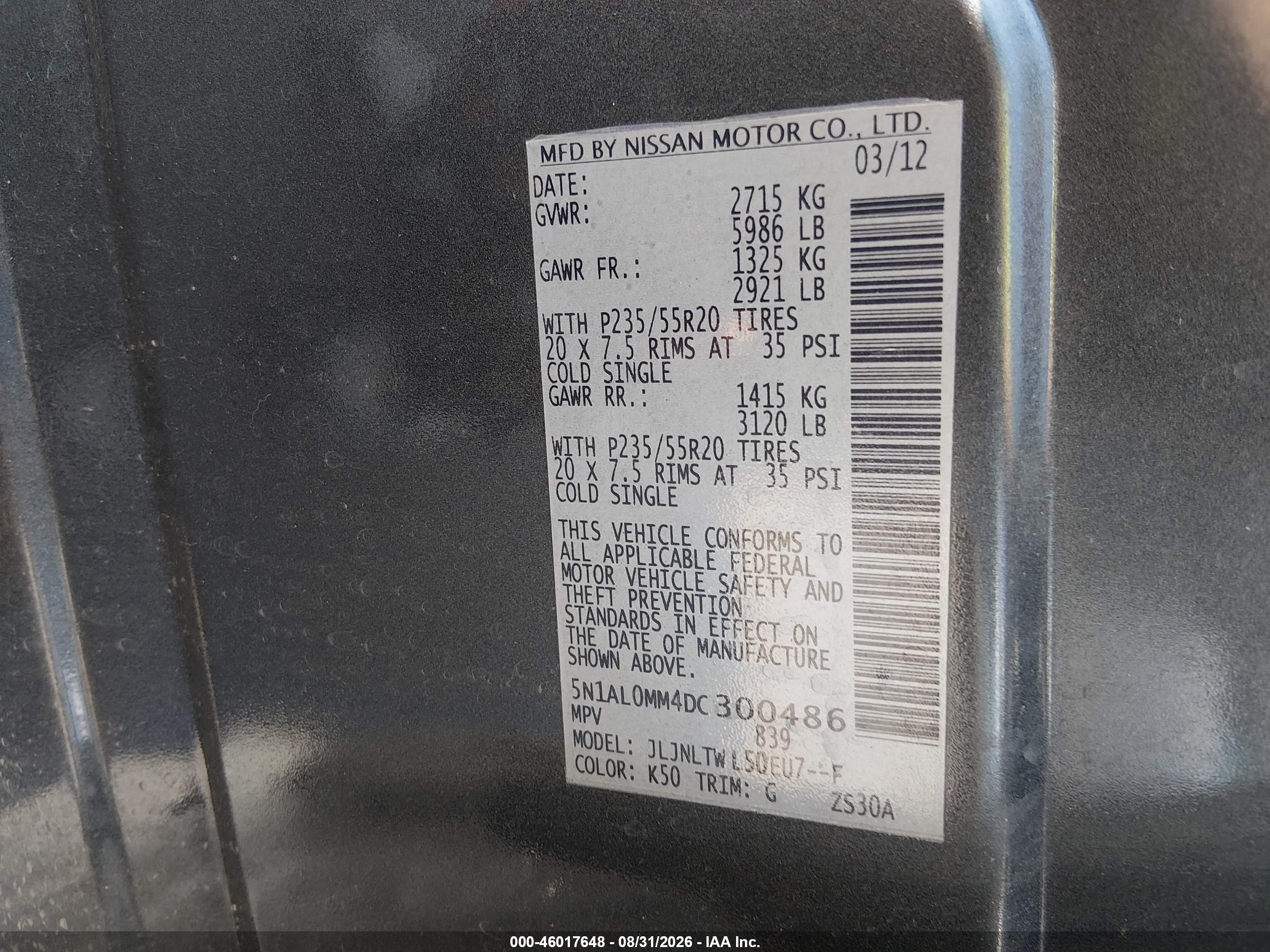 2013 Infiniti Jx35   Gray vin: 5N1AL0MM4DC300486
