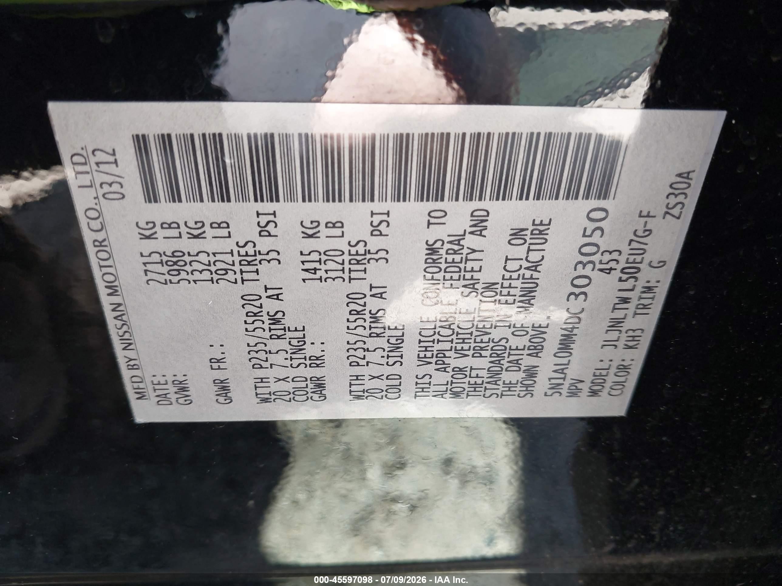 2013 Infiniti Jx35   Black vin: 5N1AL0MM4DC303050