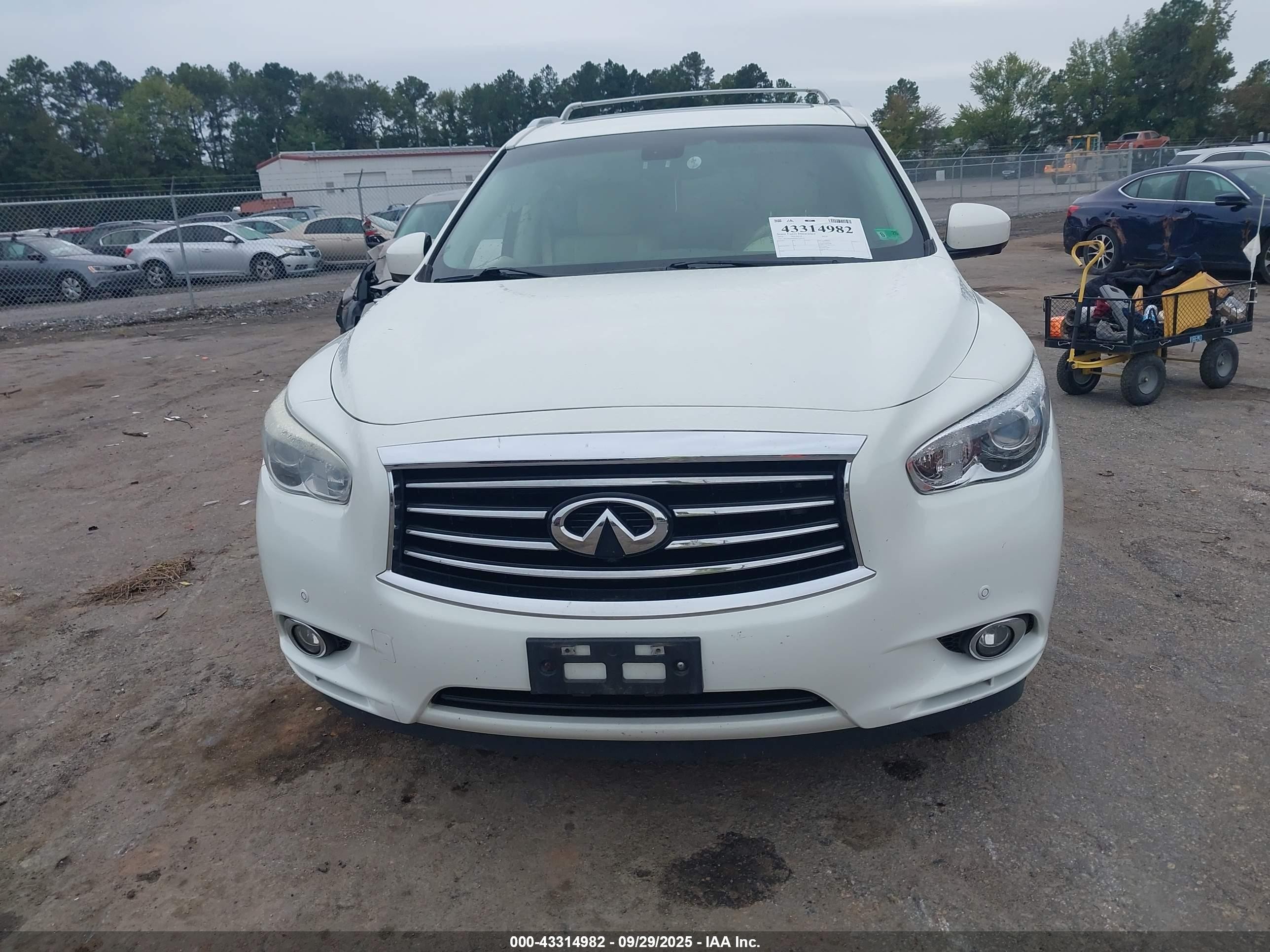 2013 Infiniti Jx35   White vin: 5N1AL0MM4DC326232