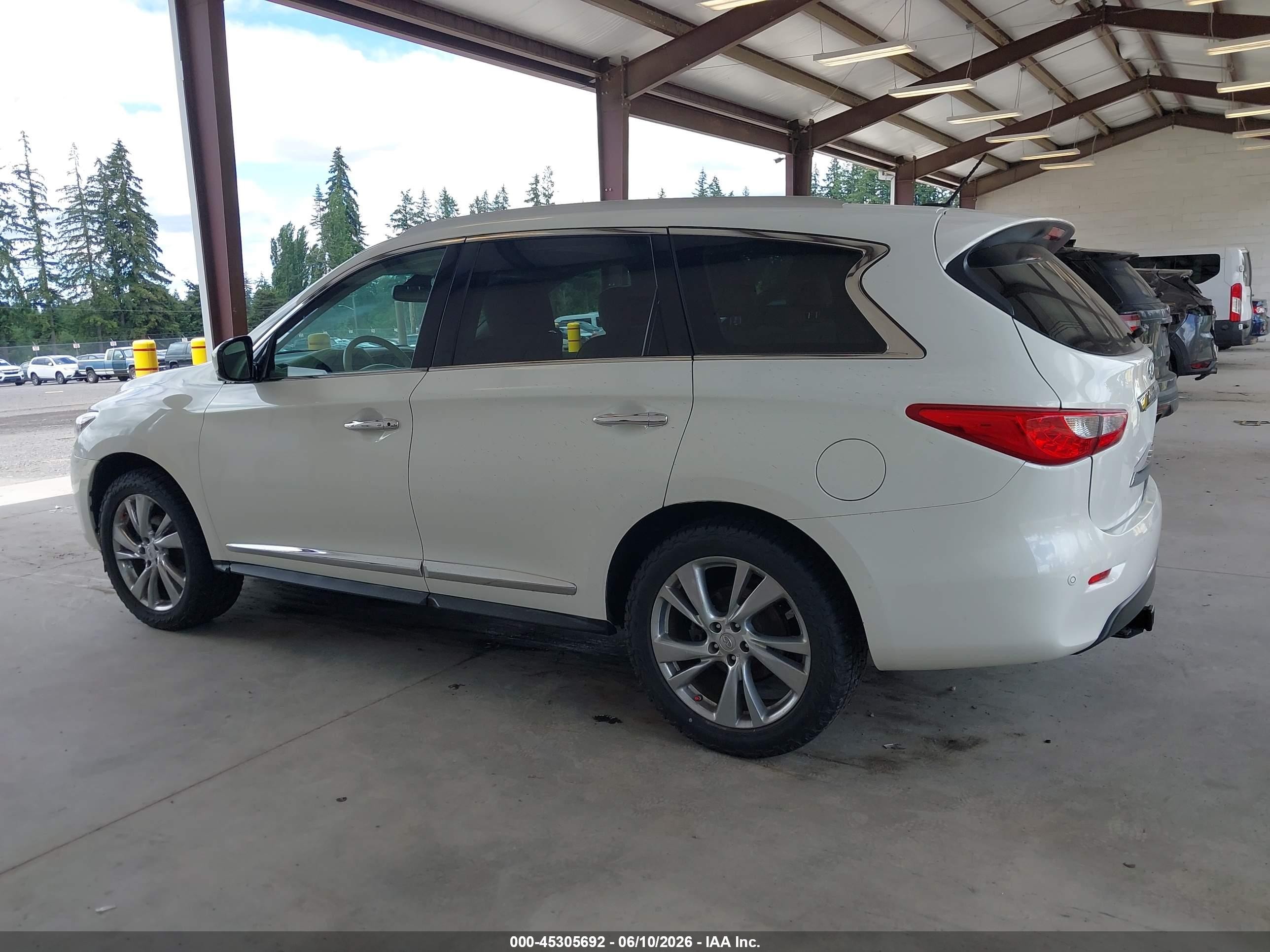2013 Infiniti Jx35   White vin: 5N1AL0MM4DC328532