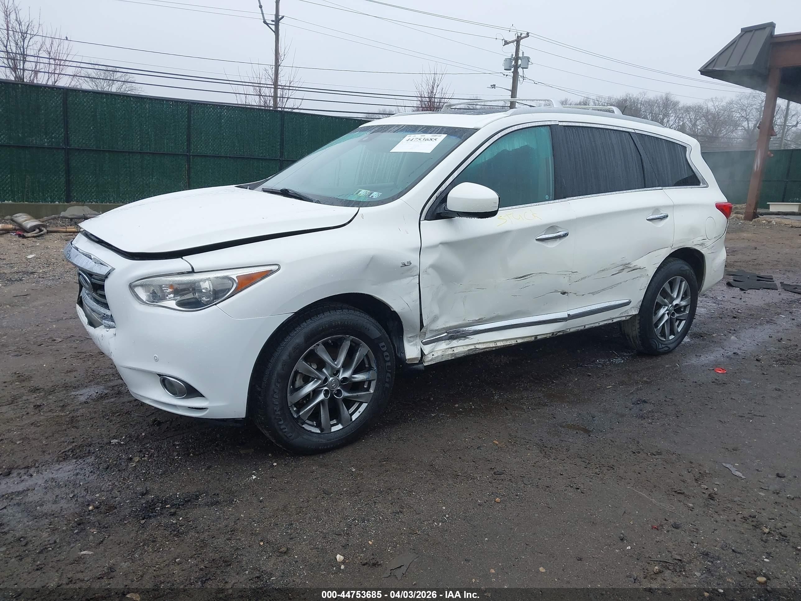 2014 Infiniti Qx60 White vin: 5N1AL0MM4EC504075