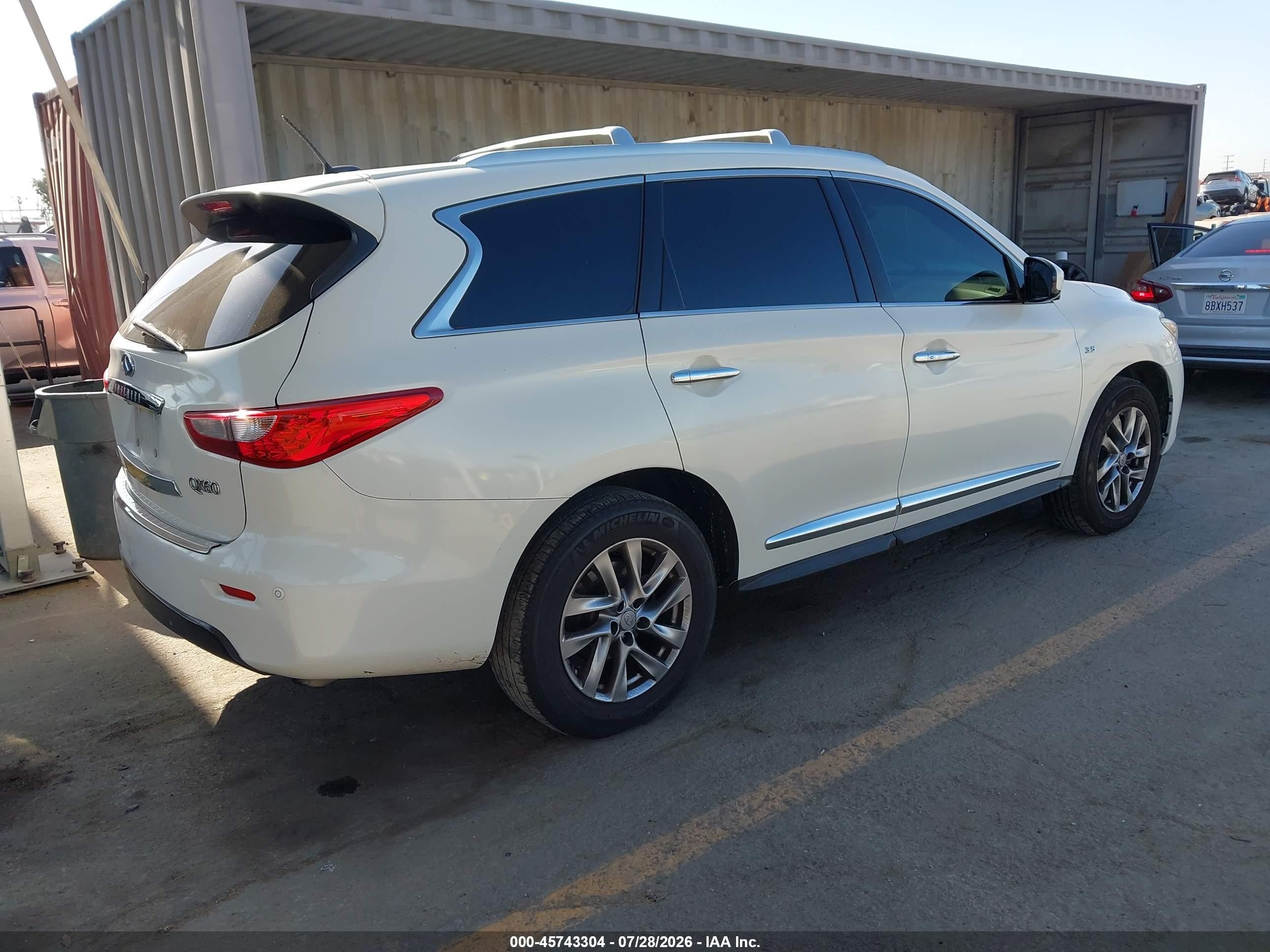 2014 Infiniti Qx60   White vin: 5N1AL0MM4EC508918
