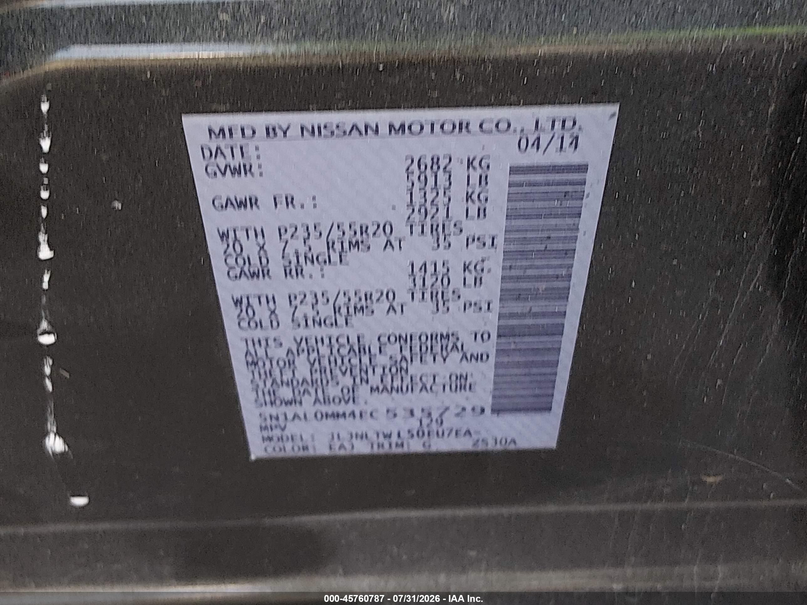 2014 Infiniti Qx60   Green vin: 5N1AL0MM4EC535729